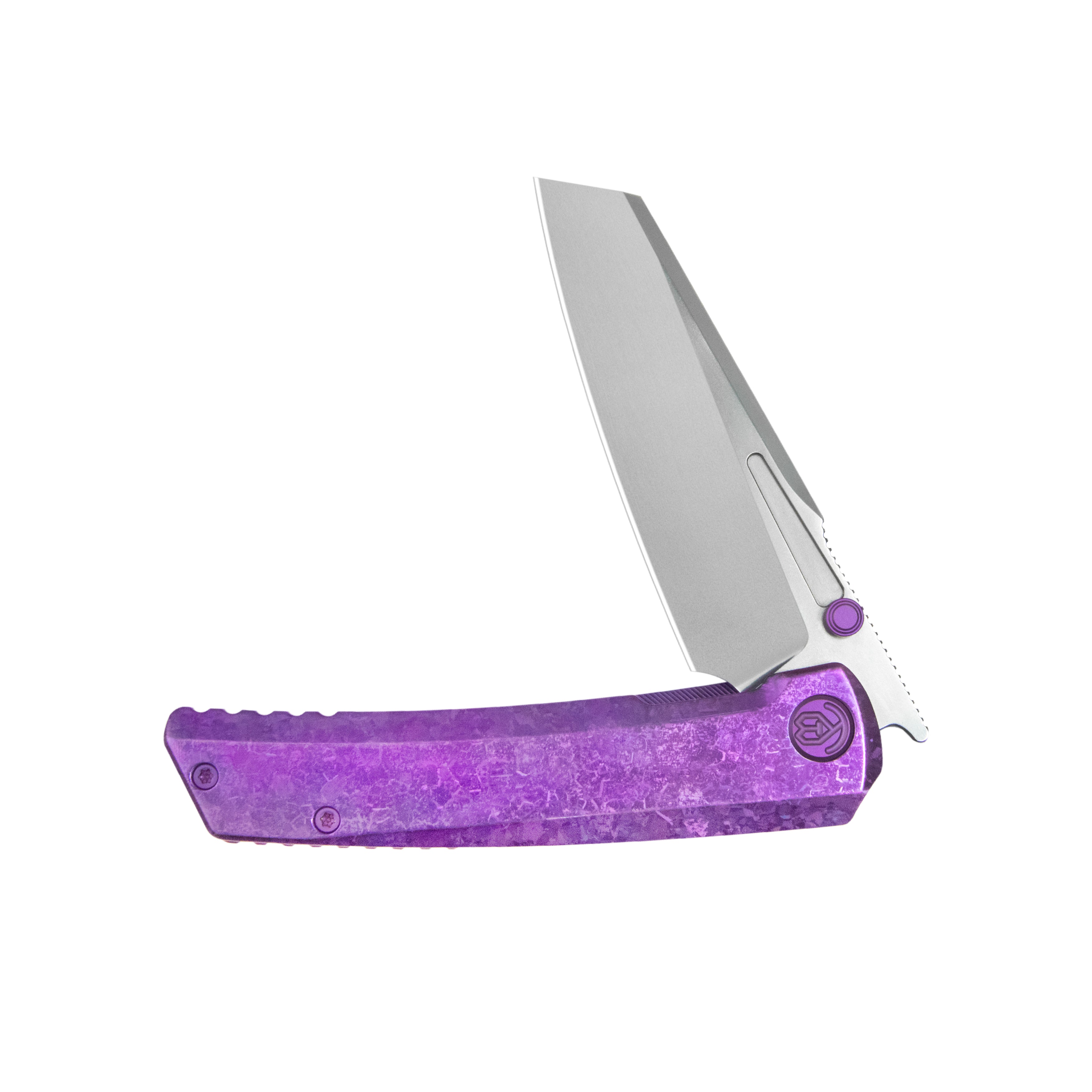 KB Insomnia Frame Locking Folding Knife Purple Crystallized Titanium Handle 3.46" Silver Bead Blast M390 Blade KB441D