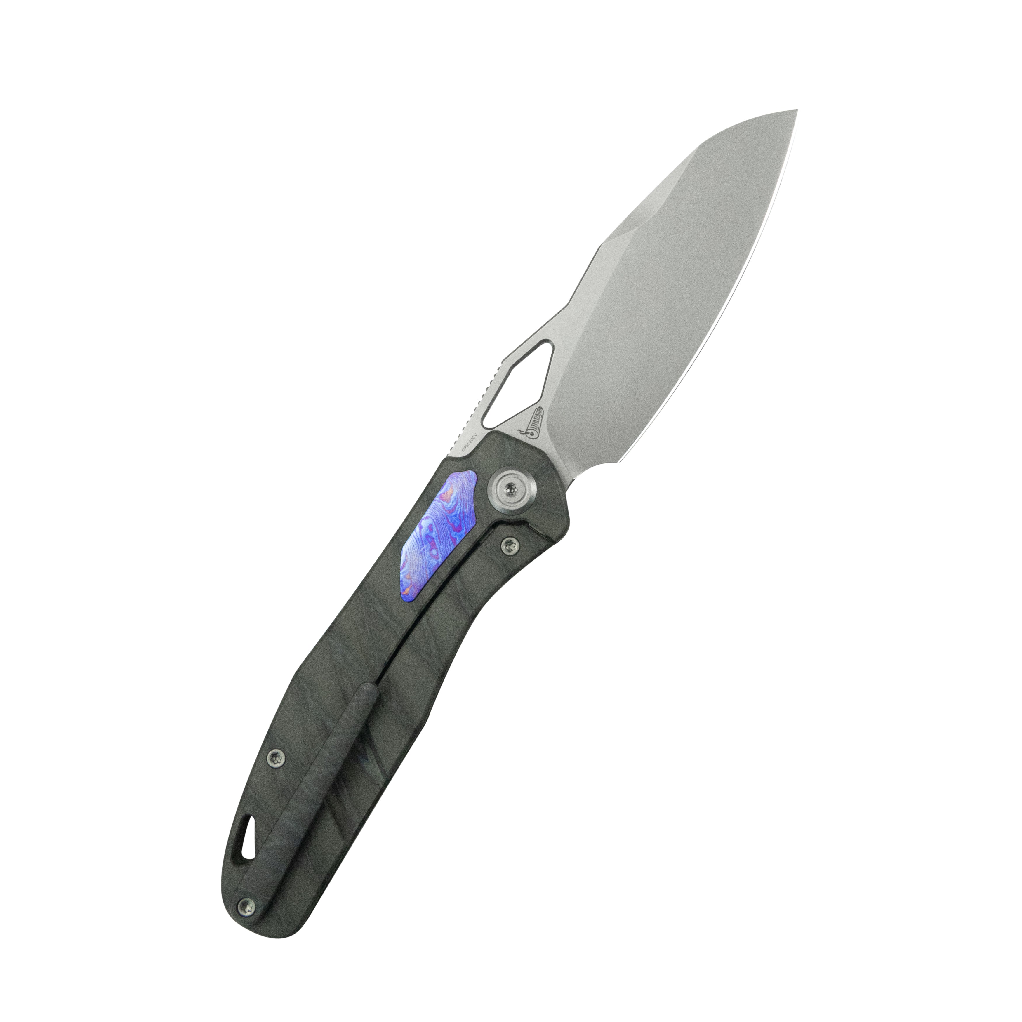 KB Sudden Frame Lock Pocket Folding Knife Flame Titanium w/ Timascus Inlays 3.46'' Beadblast 20CV Blade KB385B
