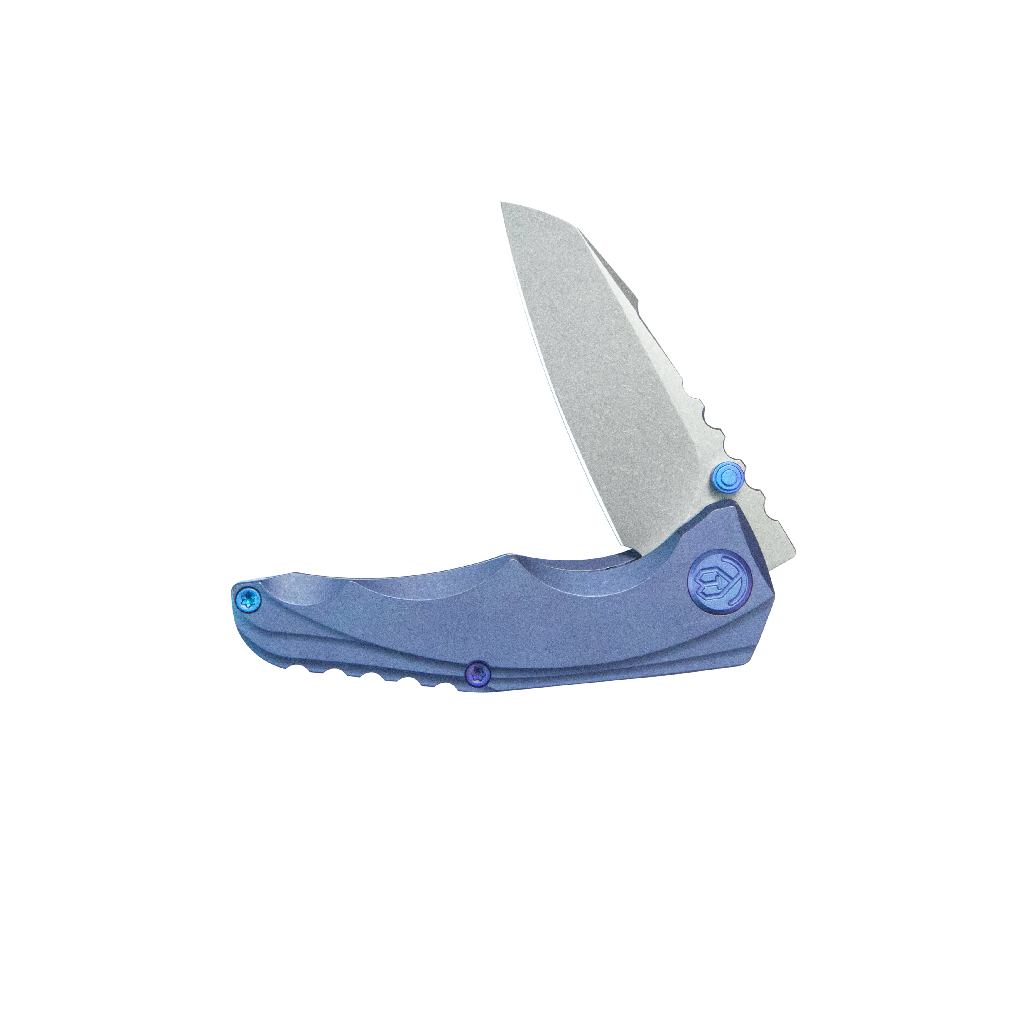 KB Steeltle Folding Knife Blue Titanium Handle 2.36" Stonewash M390 Blade KB390C