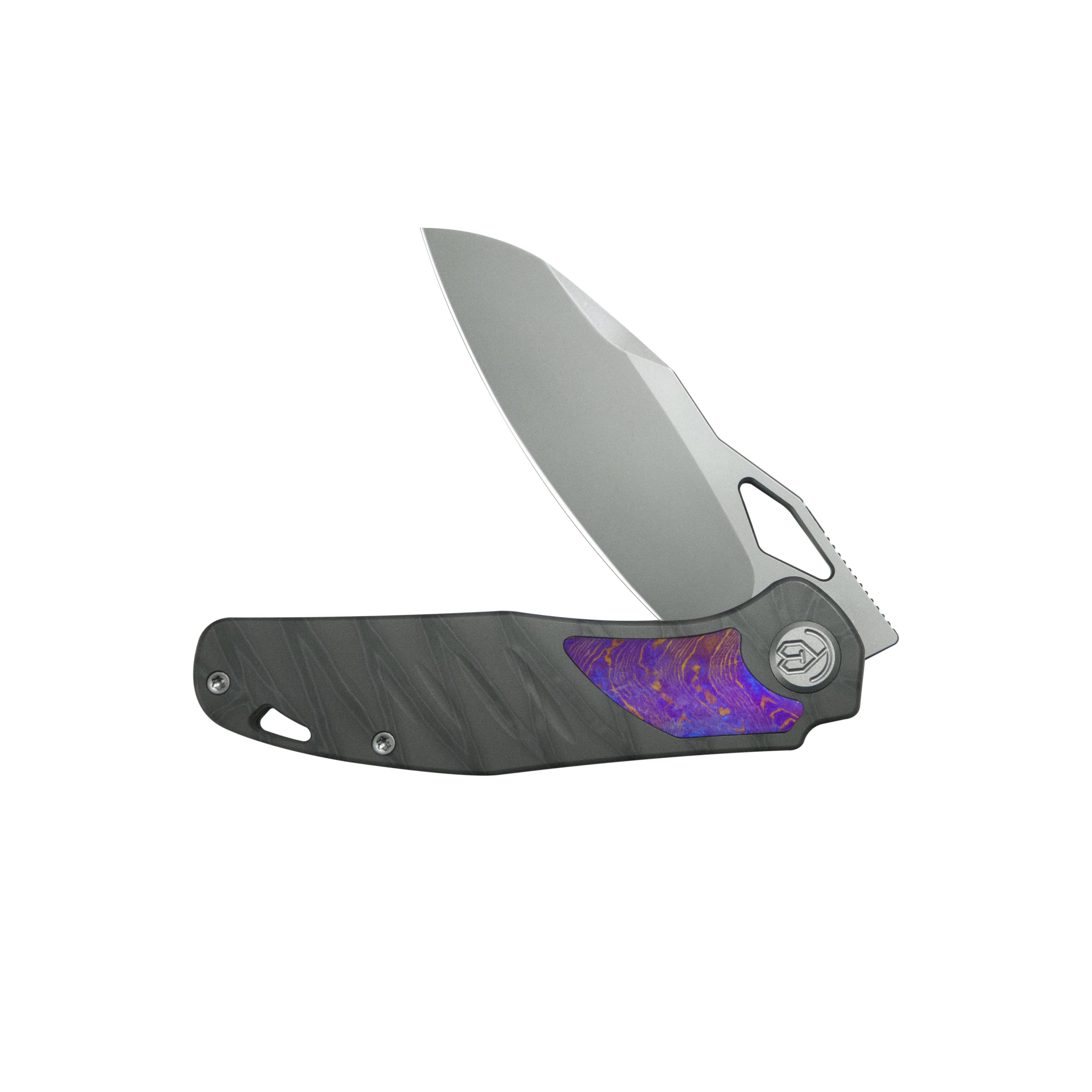 KB Sudden Frame Lock Pocket Folding Knife Flame Titanium w/ Timascus Inlays 3.46'' Beadblast 20CV Blade KB385B