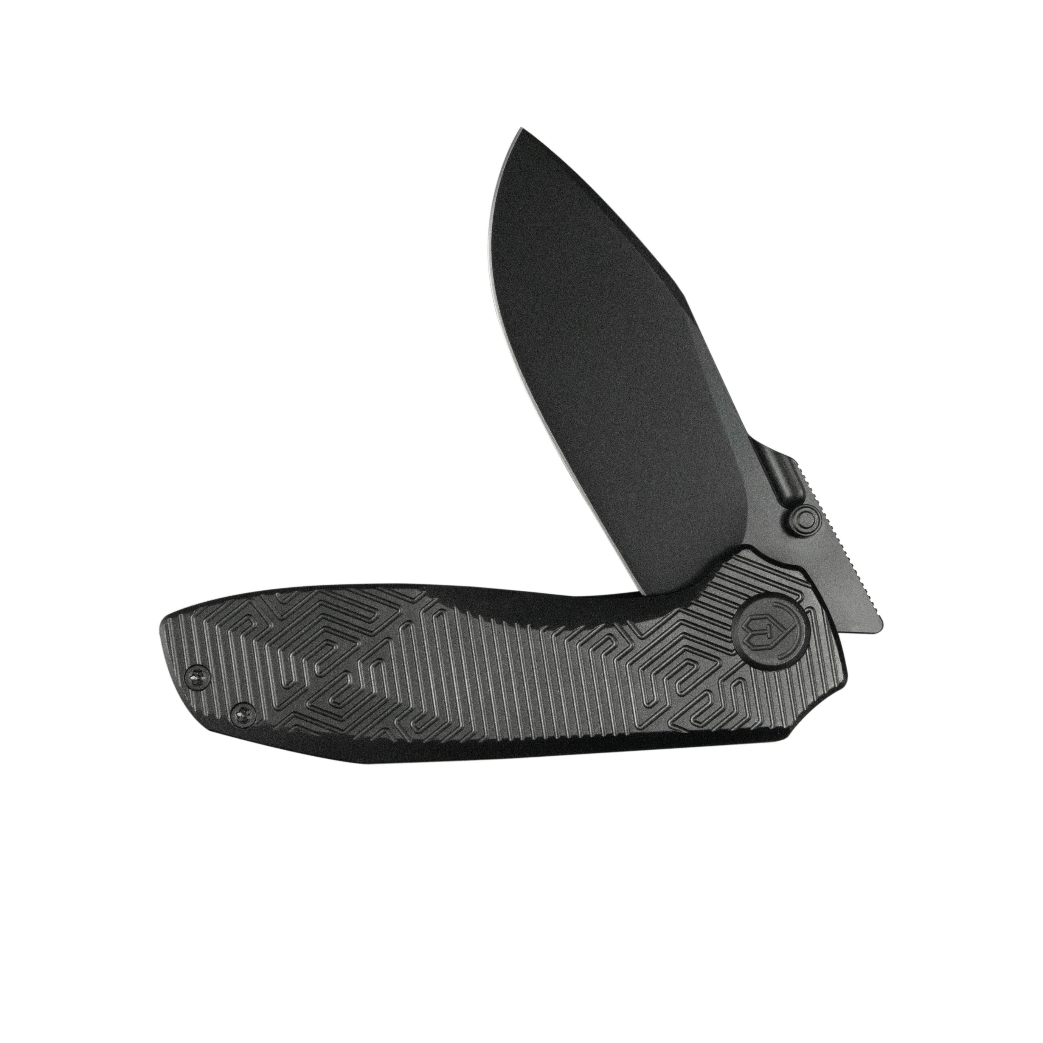 KB Agera Frame Lock Pocket Folding Knife Regular DLC Titanium w/ Maze Pattern Milling Handle 3.03'' Regular DLC M390 Blade KB437C