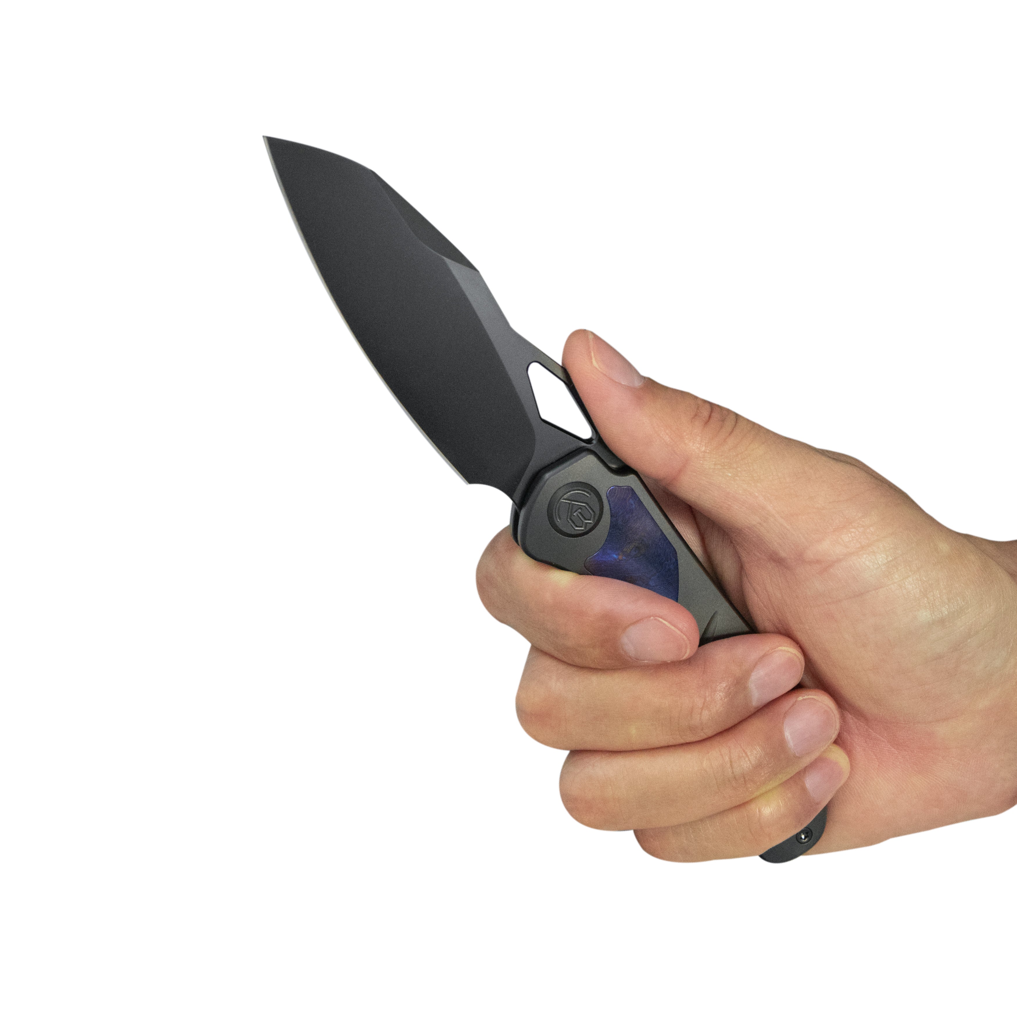 KB Sudden Frame Lock Pocket Folding Knife Regular DLC Titanium w/ Timascus Inlays 3.46'' Regular DLC 20CV Blade KB385C