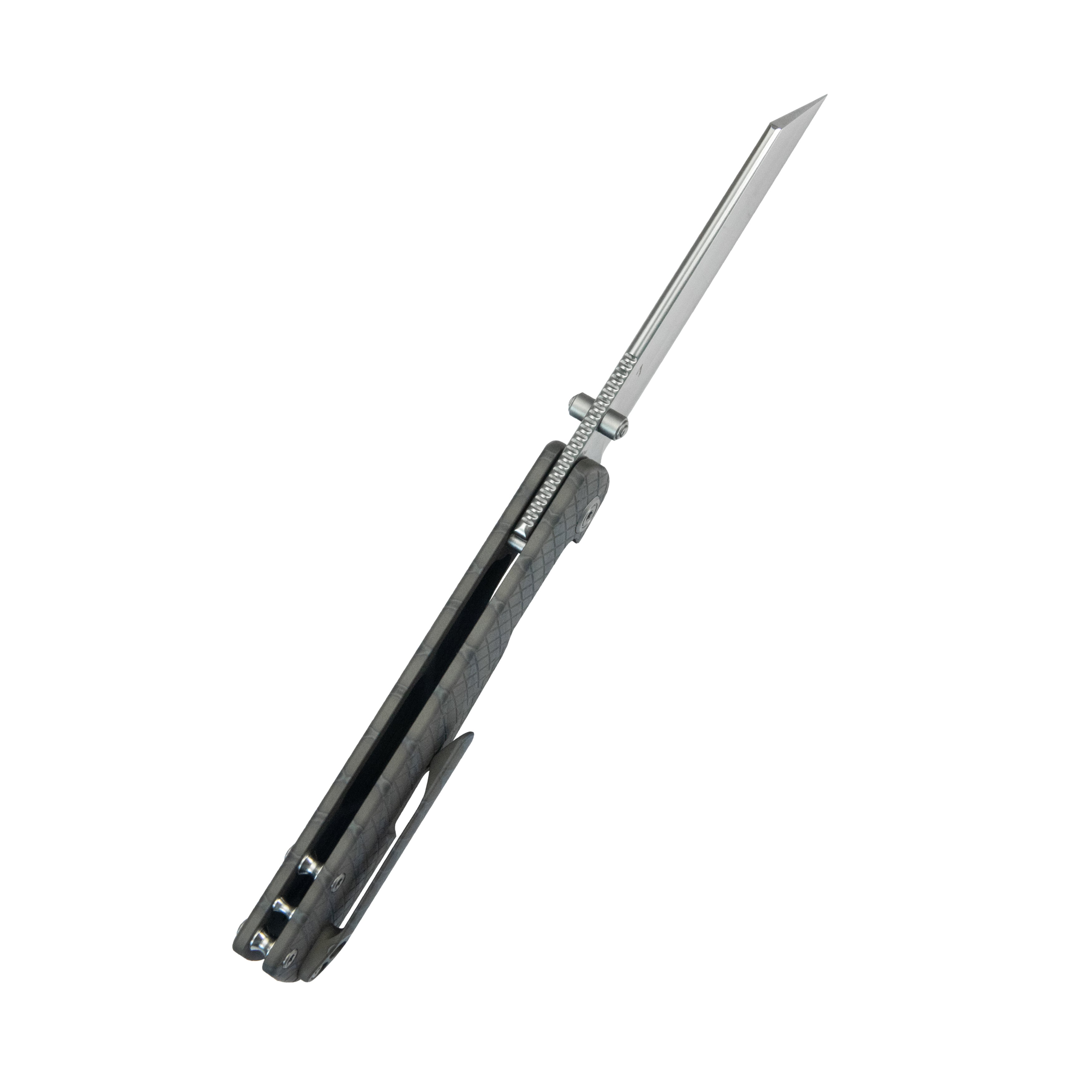 KB Get Some Frame Lock Folding Knife Flamed Titanium Handle 3.35" Satin & Silver Bead Blast M390 Blade KB445B