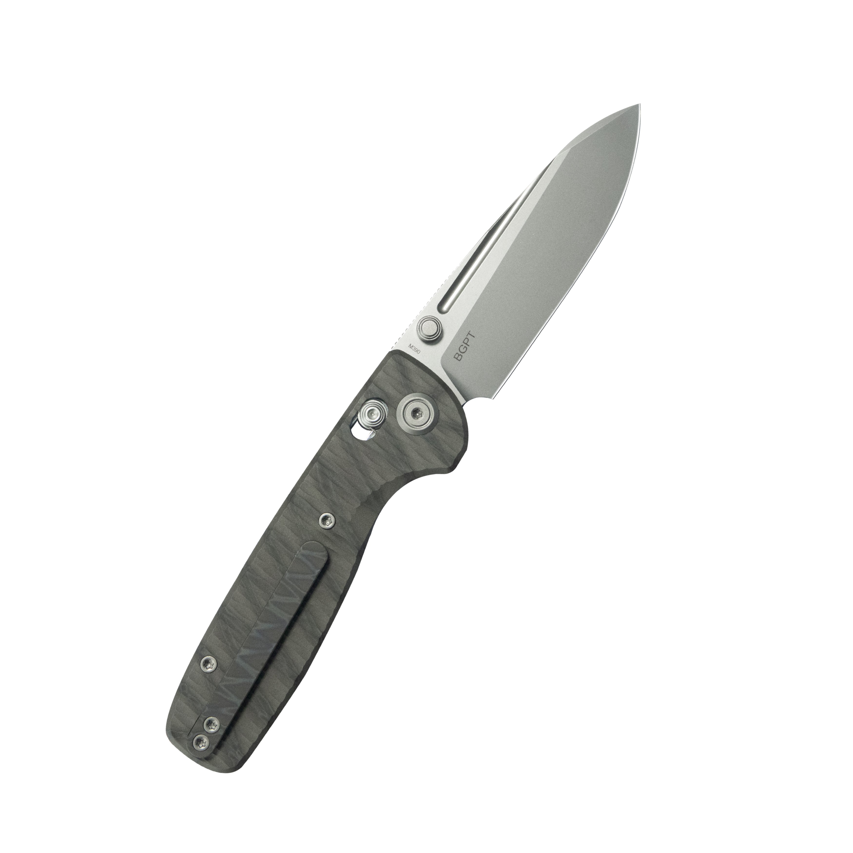 KB Bluff Crossbar Folding Knife Flame Titanium Handle 3.19" Beadblast M390 Blade KB383G