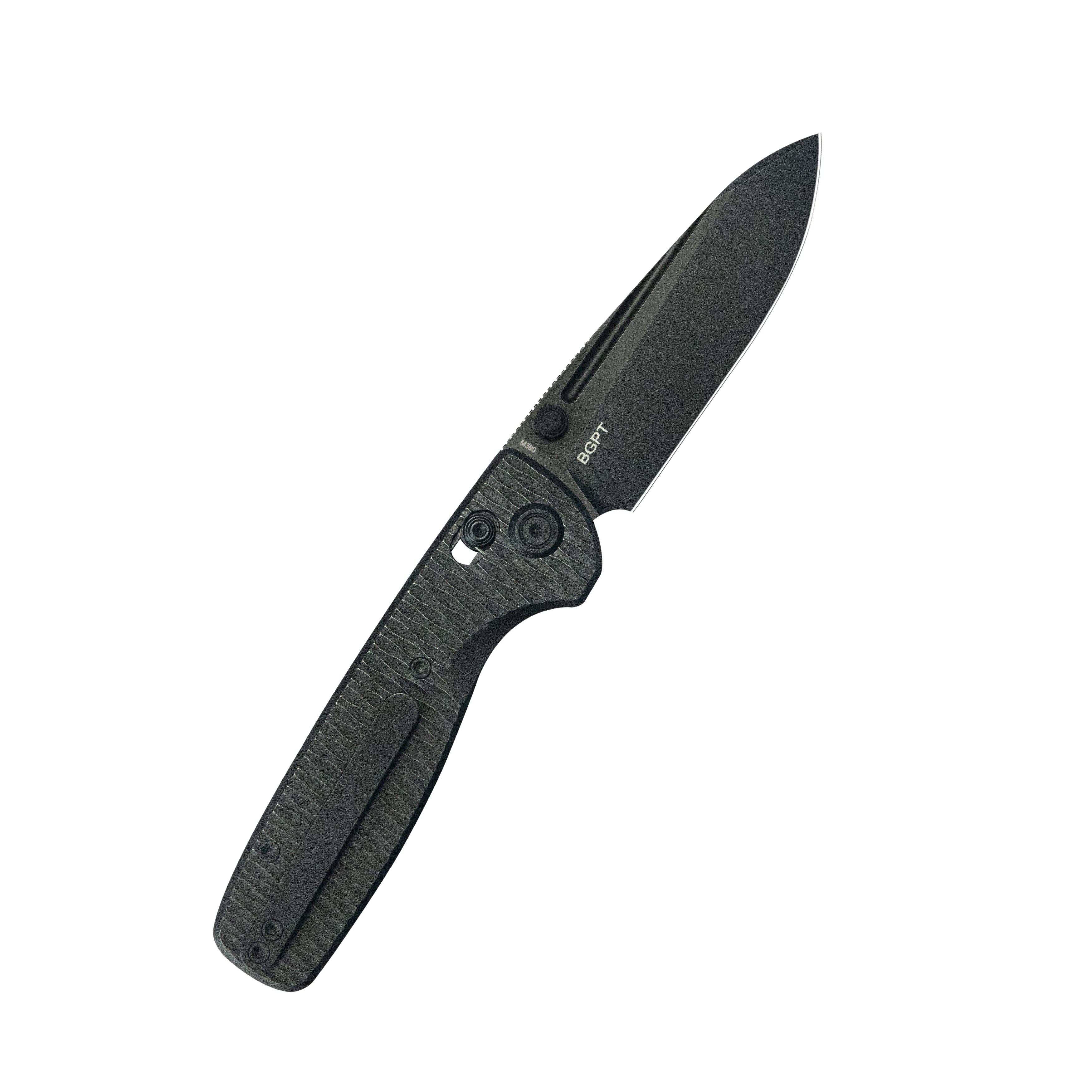 KB Bluff Crossbar Folding Knife Blackwash Titanium Handle 3.19" Blackwash M390 Blade KB383H