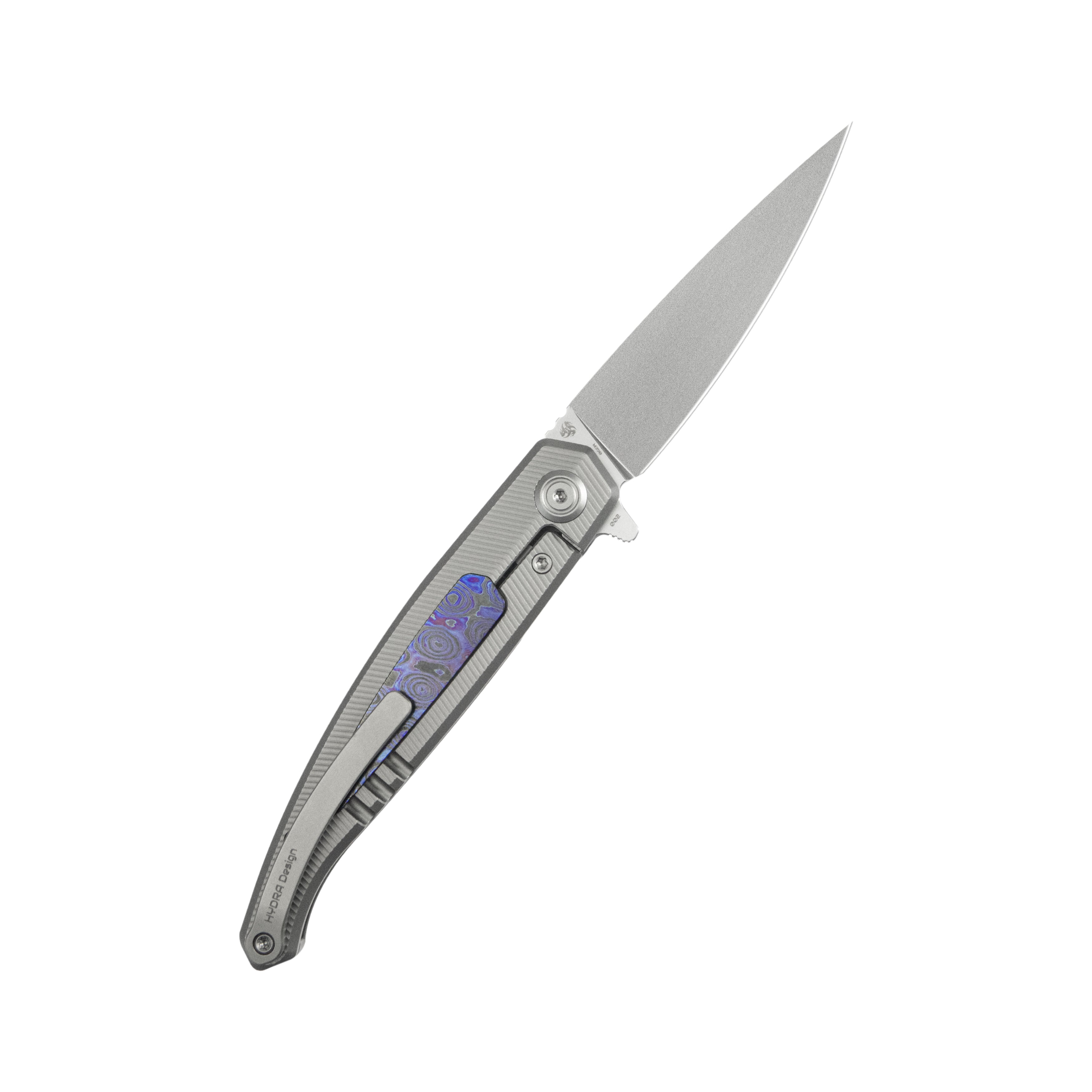 KB Mos Folding Knife Sandblasting Titanium Micro Milling with Zircuti inlay Handle 3.27'' Silver Bead Blasting M390 Blade KB456B