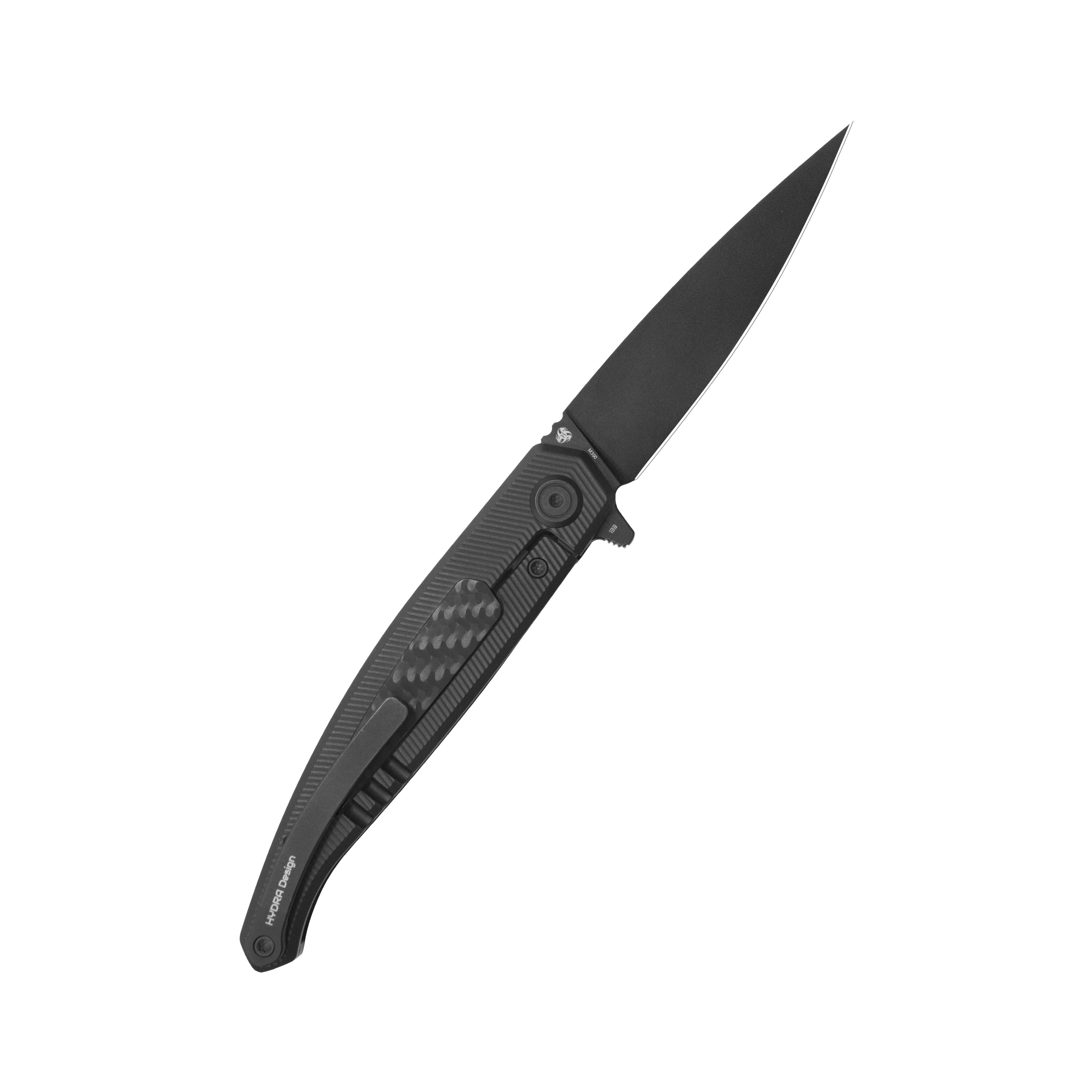 KB Mos Folding Knife Regular DLC Micro Milling with Wave CF inlay Handle 3.27'' DLC M390 Blade KB456C