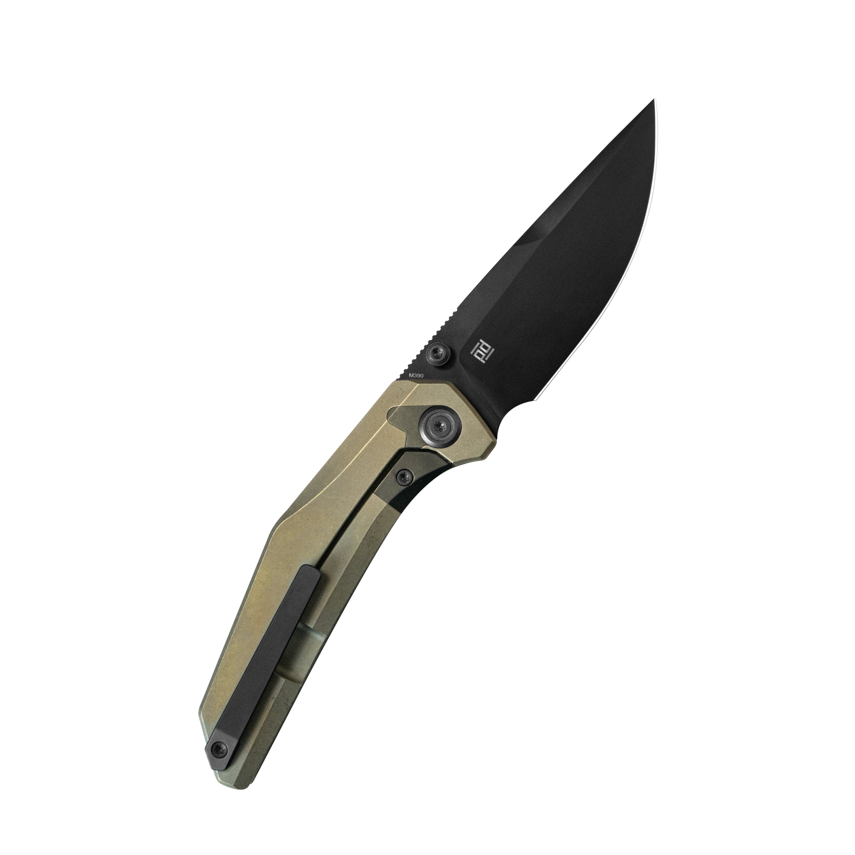 KB Eclipse Folding Knife Bronze Integral Titanium Handle 3.31'' Regular DLC M390 Blade KB417B
