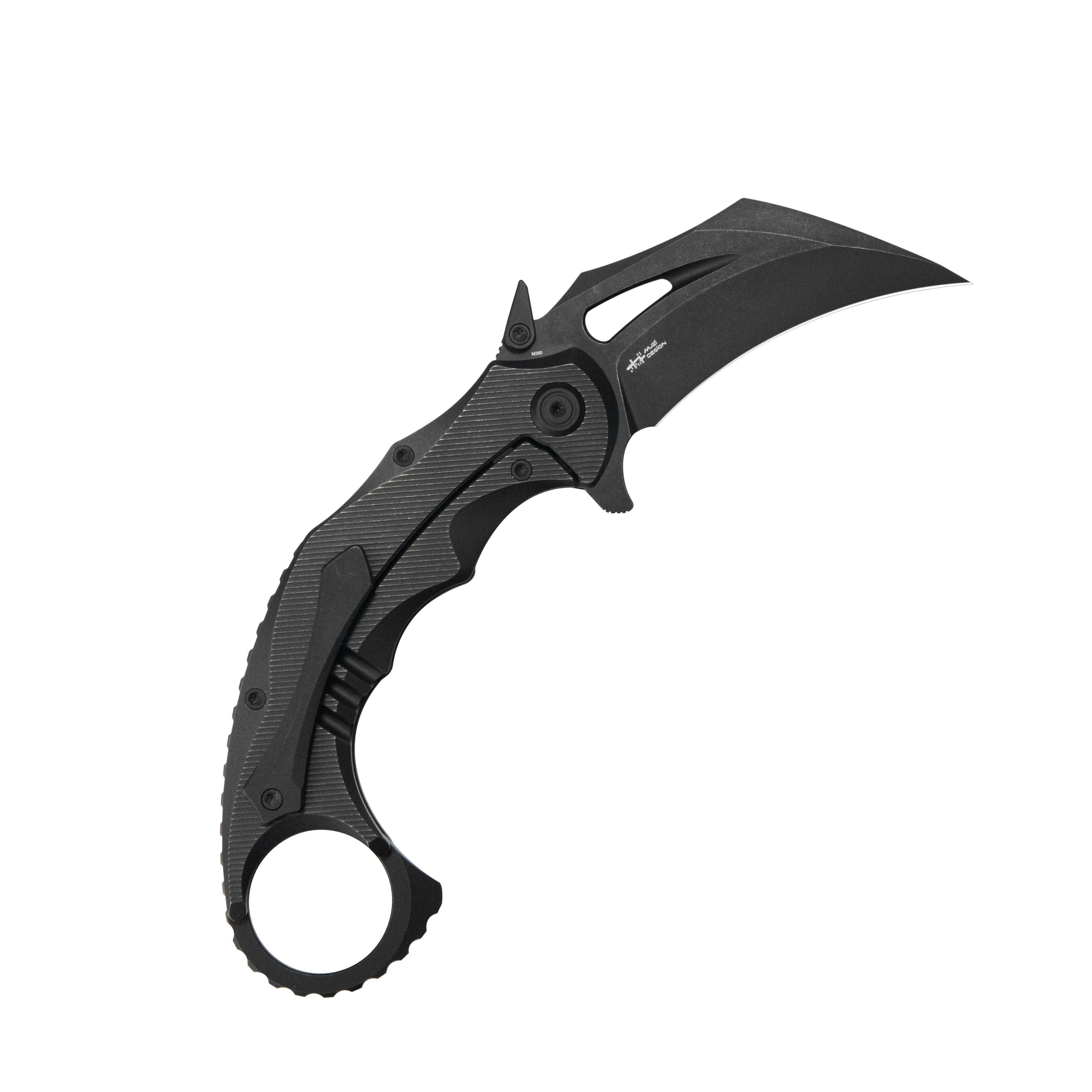 KB Wrath Frame Lock Karambit Ti Handle w/ Diagonal Milling 2.52'' Blackwash M390 KB271C