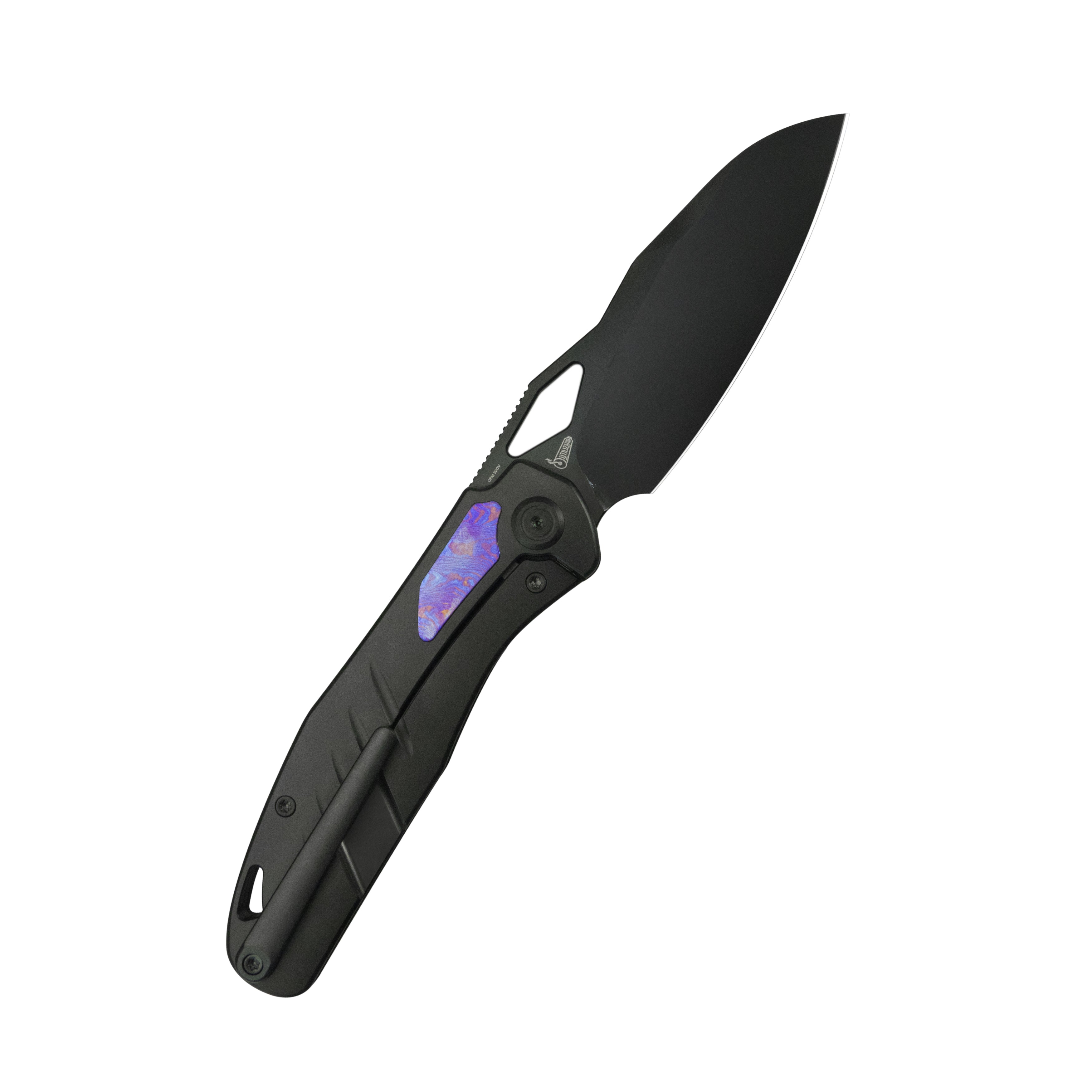 KB Sudden Frame Lock Pocket Folding Knife Regular DLC Titanium w/ Timascus Inlays 3.46'' Regular DLC 20CV Blade KB385C