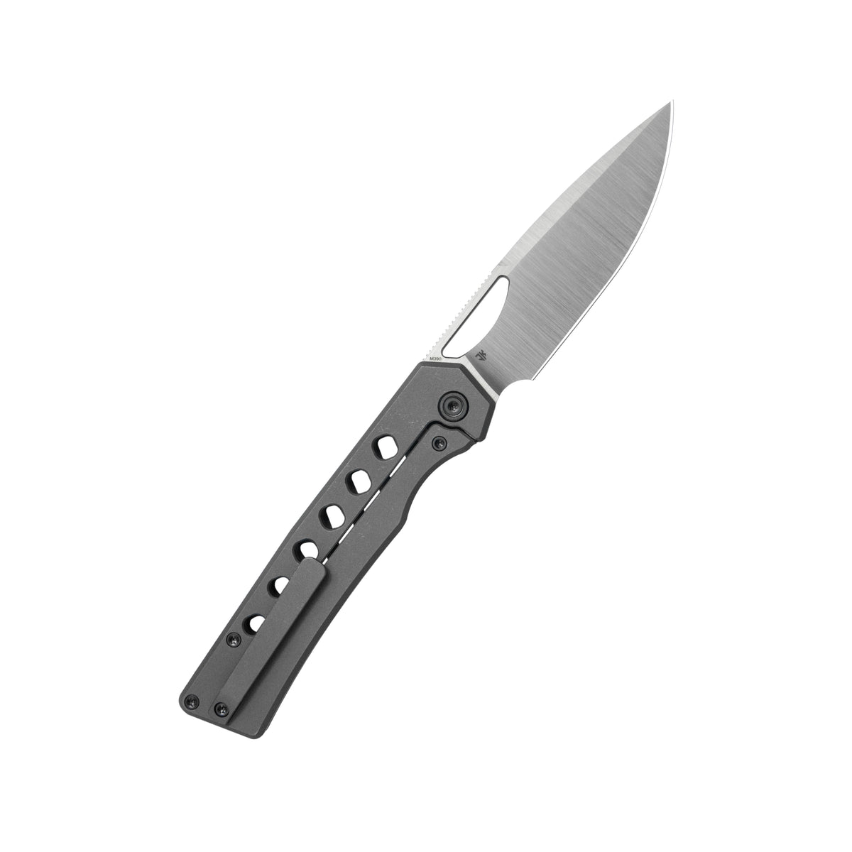 KB Mako Frame Lock Folding Knife Darkwash Titanium Handle 3.30" Belt Satin M390 Blade KB486B