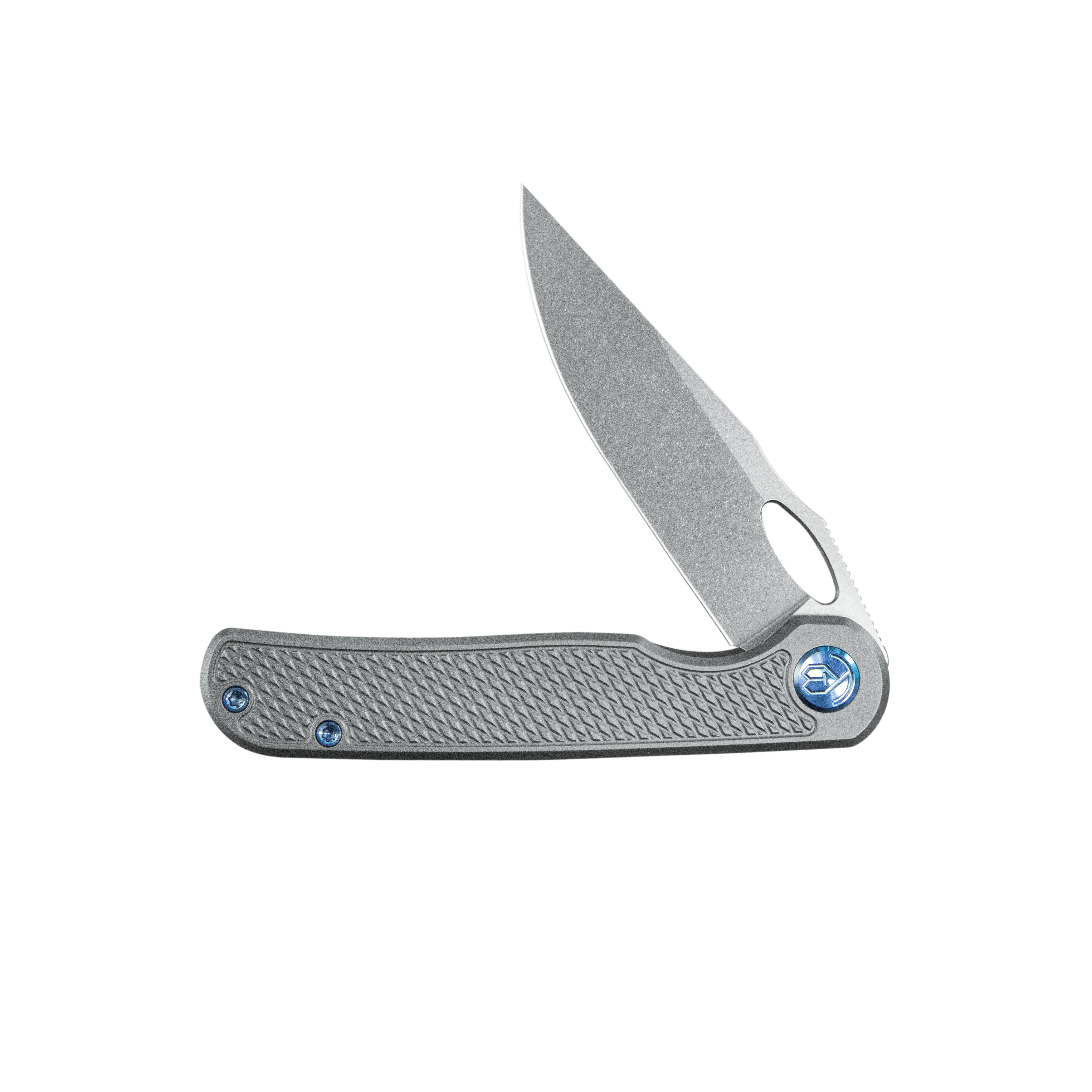 KB Hydro Folding Knife Grey Titanium w/ Diamond Milling Handle 3.15" Stonewash M390 Blade KB323A