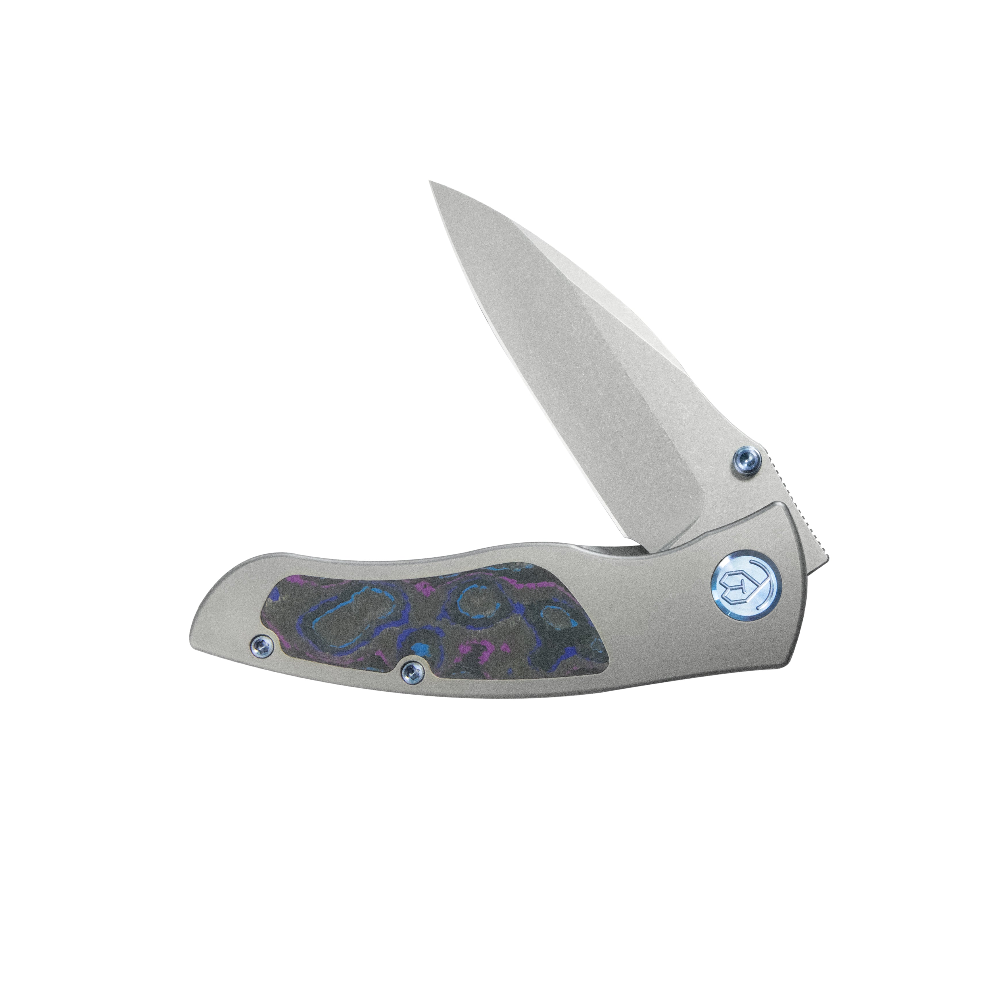 KB Vertigo Folding Knife Gray Titanium/CF Inlays Handle 3.11" Stonewash S35VN Blade KB258C