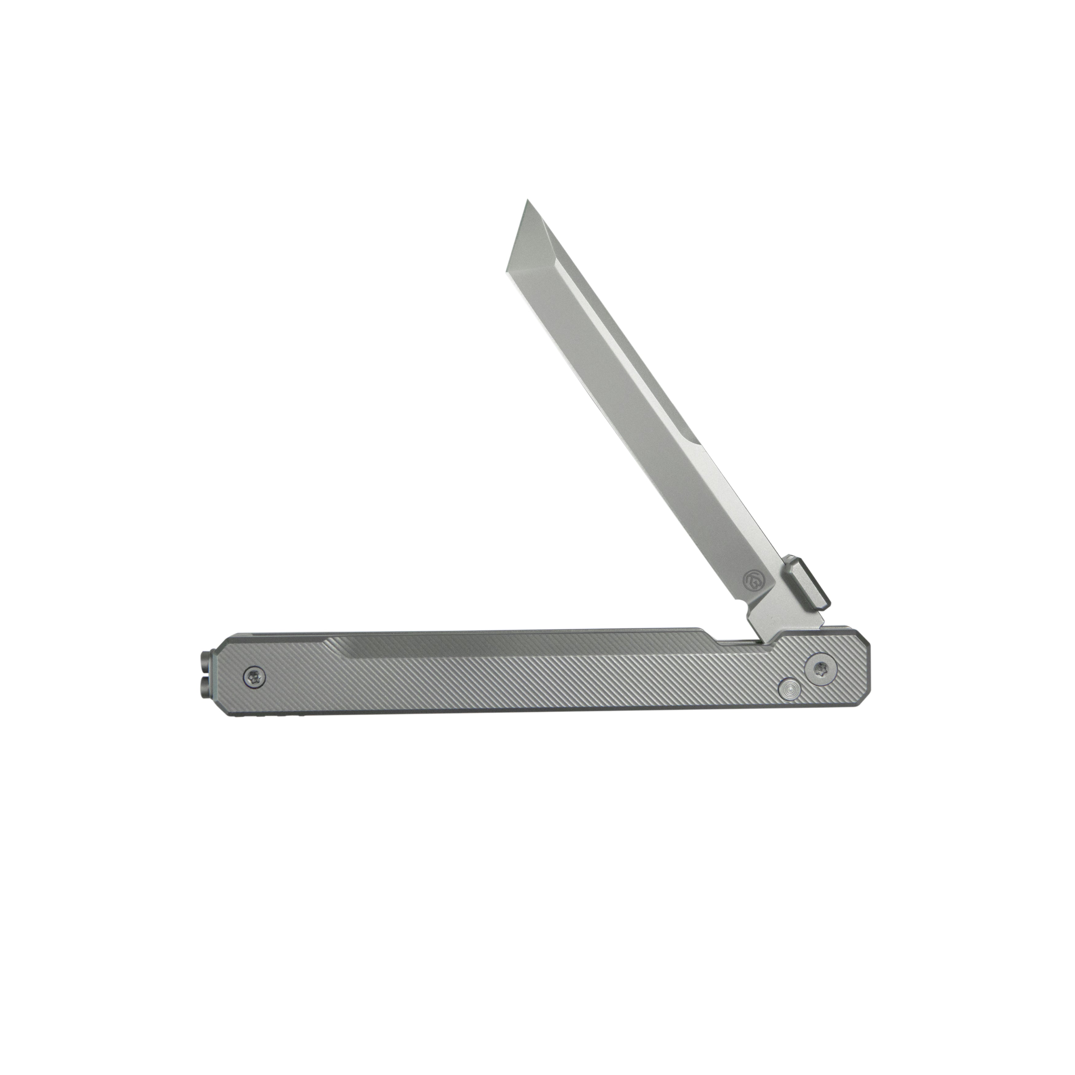 KB Prism Folding Knife Beadblast Titanium Handle 3.54" Beadblast M390 Blade KB243D