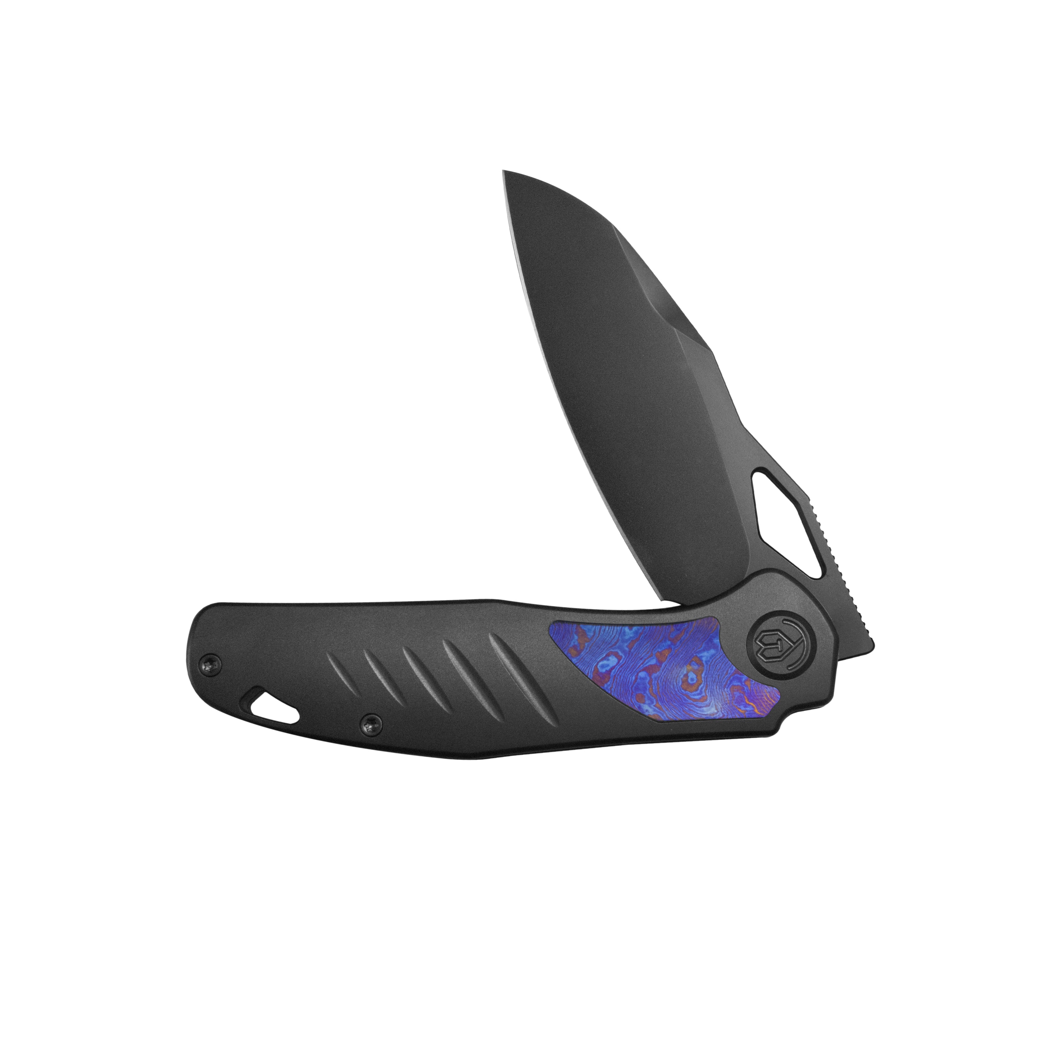 KB Sudden Frame Lock Pocket Folding Knife Regular DLC Titanium w/ Timascus Inlays 3.46'' Regular DLC 20CV Blade KB385C