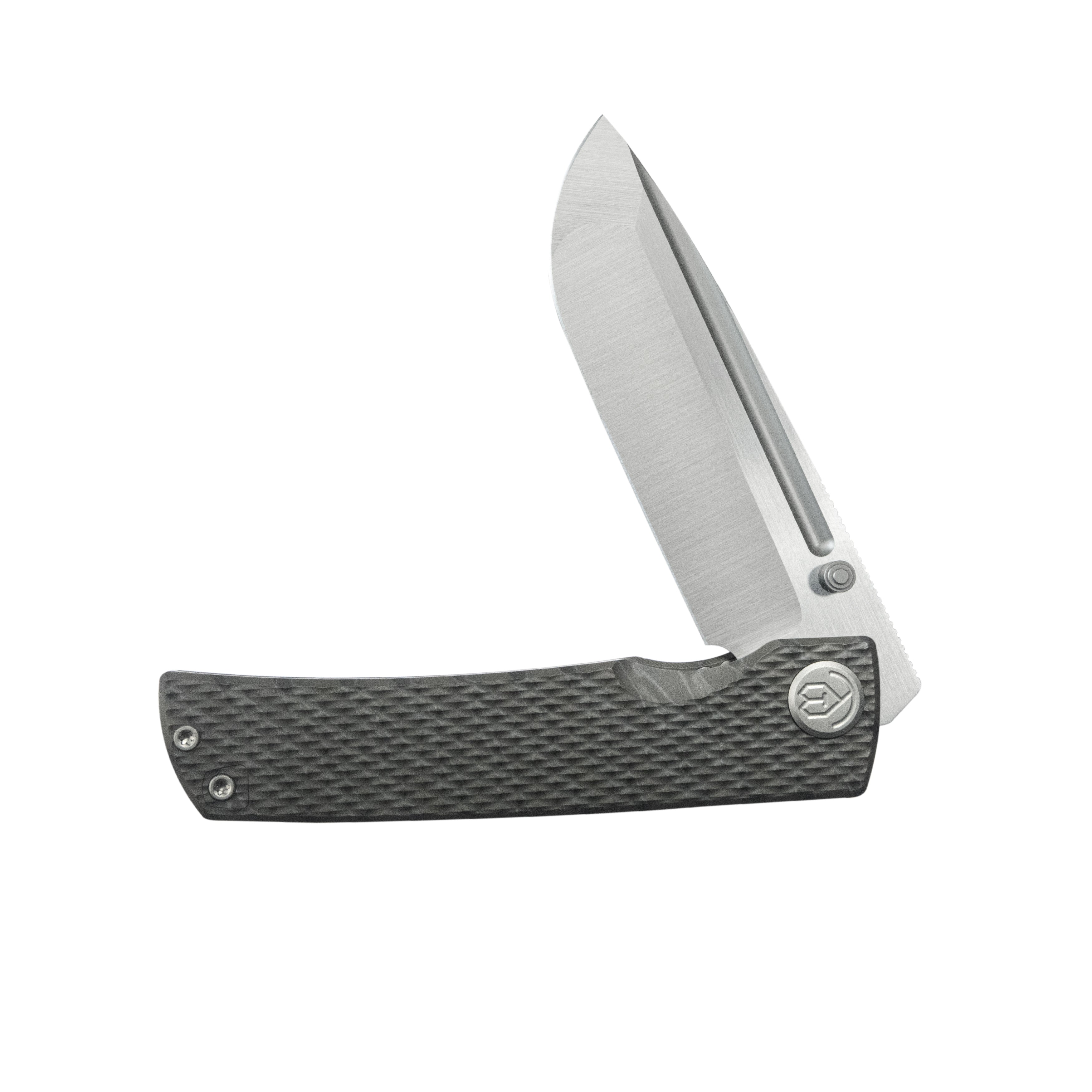 KB Mosquito Folding Knife Flame Titanium with Diamond Milling 3.46'' Belt Satin M390 Blade KB409B