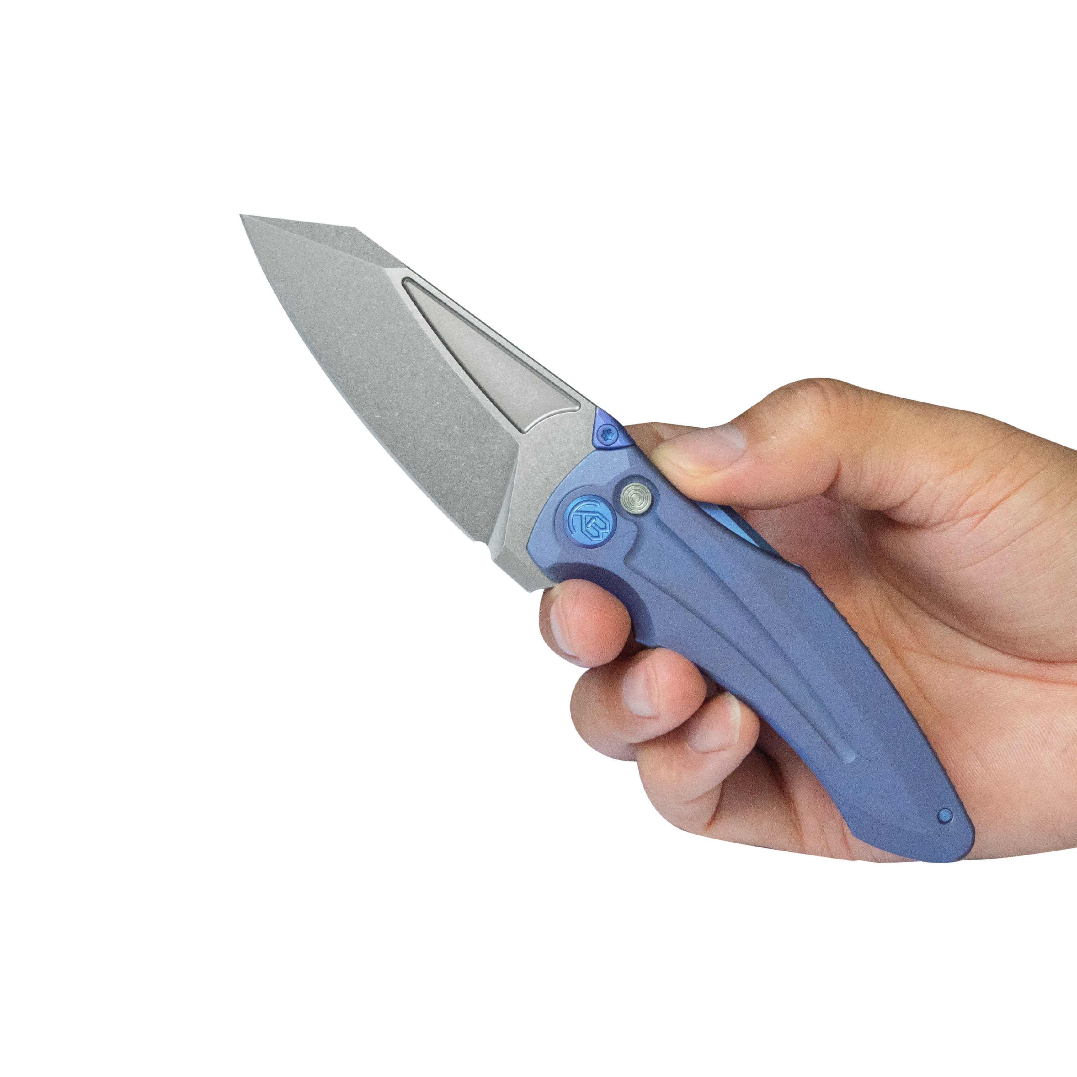 KB Sumo Folding Knife Blue Titanium Handle 3.15" Stonewash CPM 20CV Blade KB400C