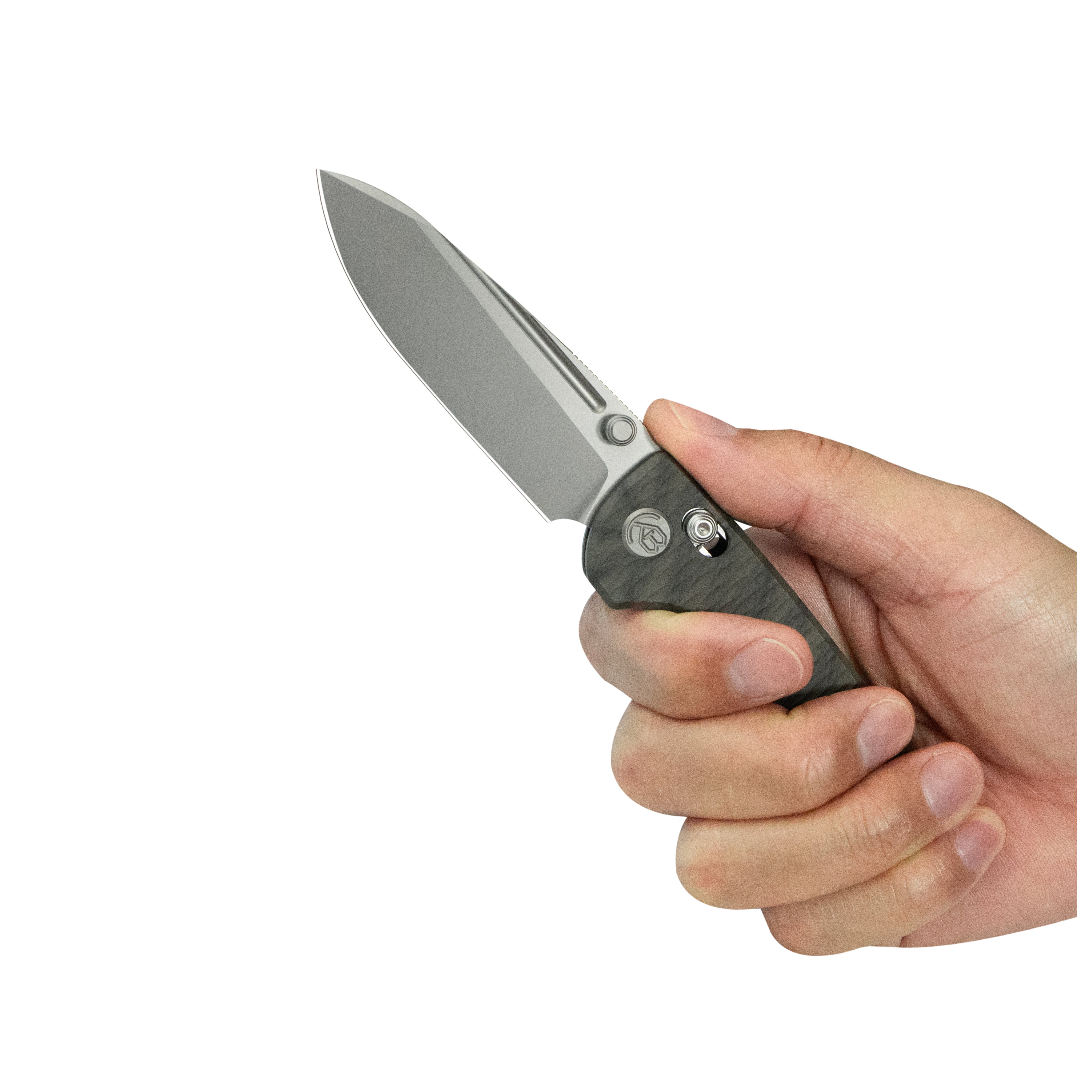 KB Bluff Crossbar Folding Knife Flame Titanium Handle 3.19" Beadblast M390 Blade KB383G