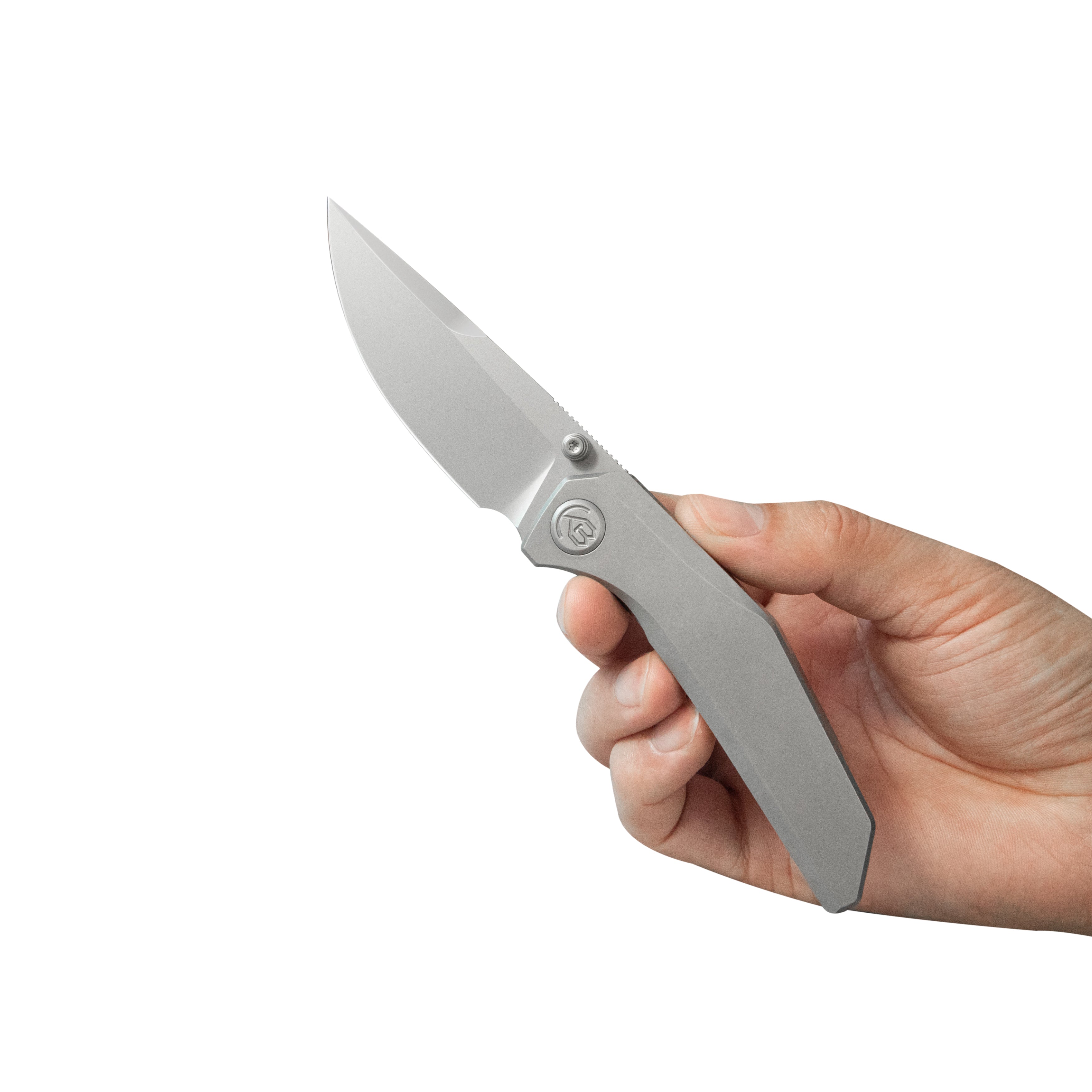 KB Eclipse Folding Knife Grey Integral Titanium Handle 3.31'' Sandblast M390 Blade KB417A