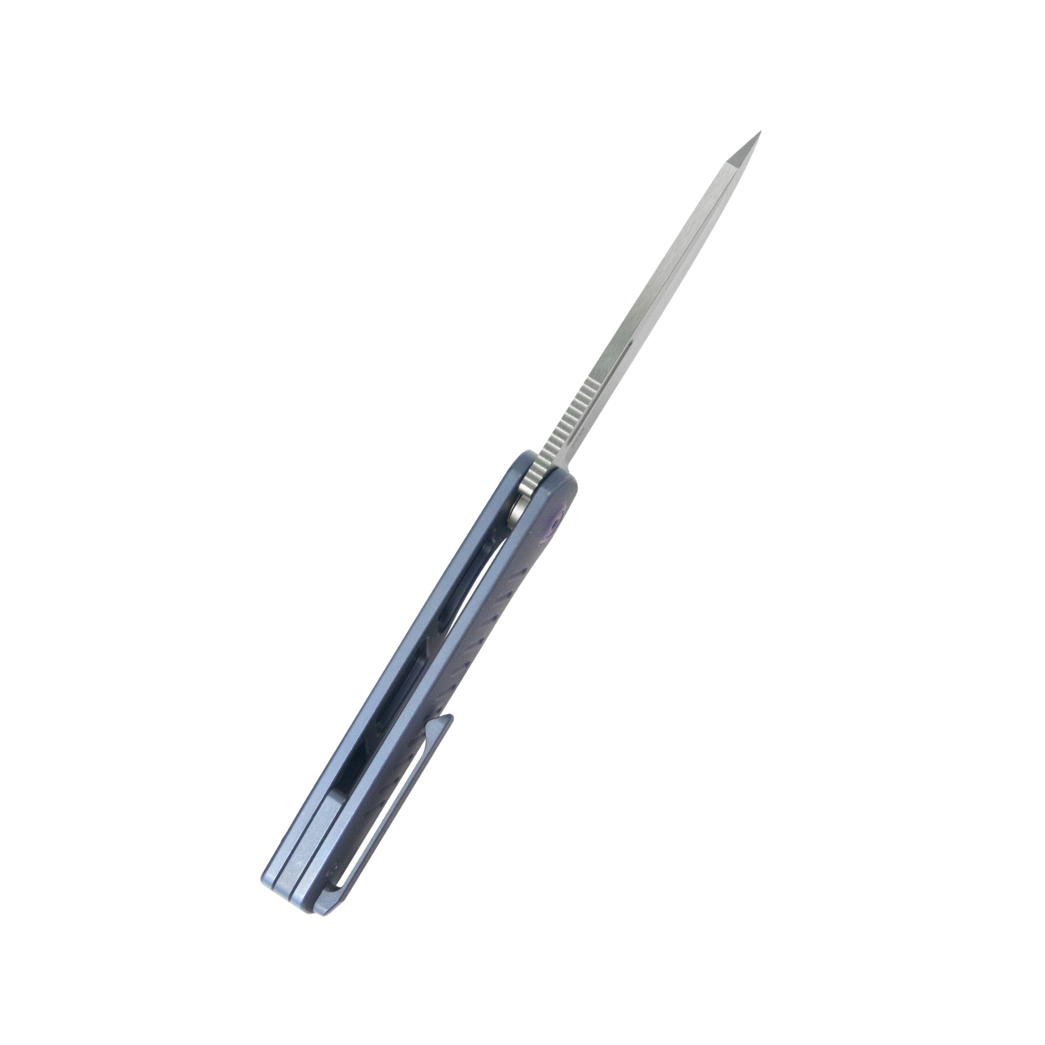 KB Steelhead Folding Knife Blue Titanium Handle 3.15" Belt Satin M390 Blade KB315C