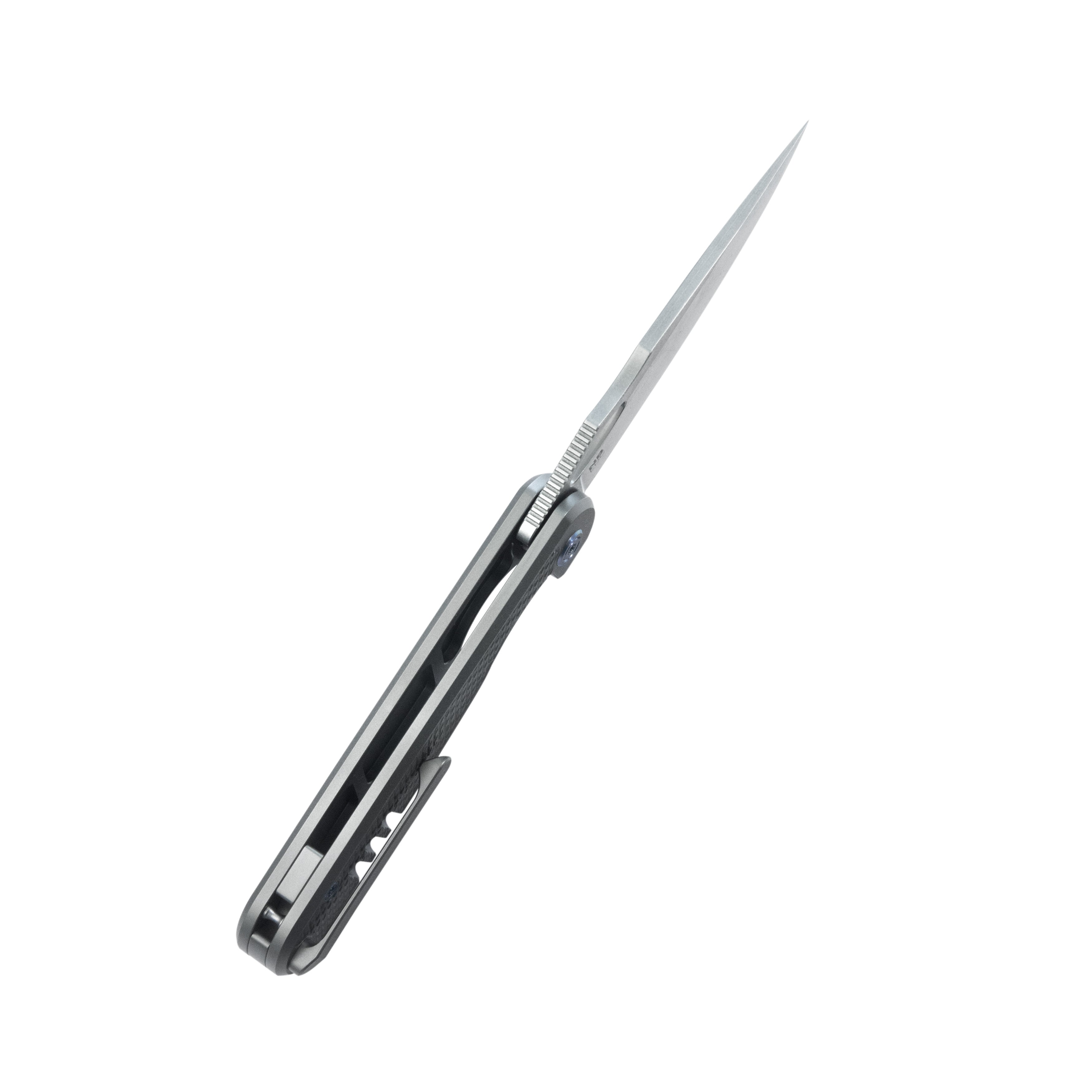 KB Hydro Folding Knife Grey Titanium w/ Diamond Milling Handle 3.15" Stonewash M390 Blade KB323A