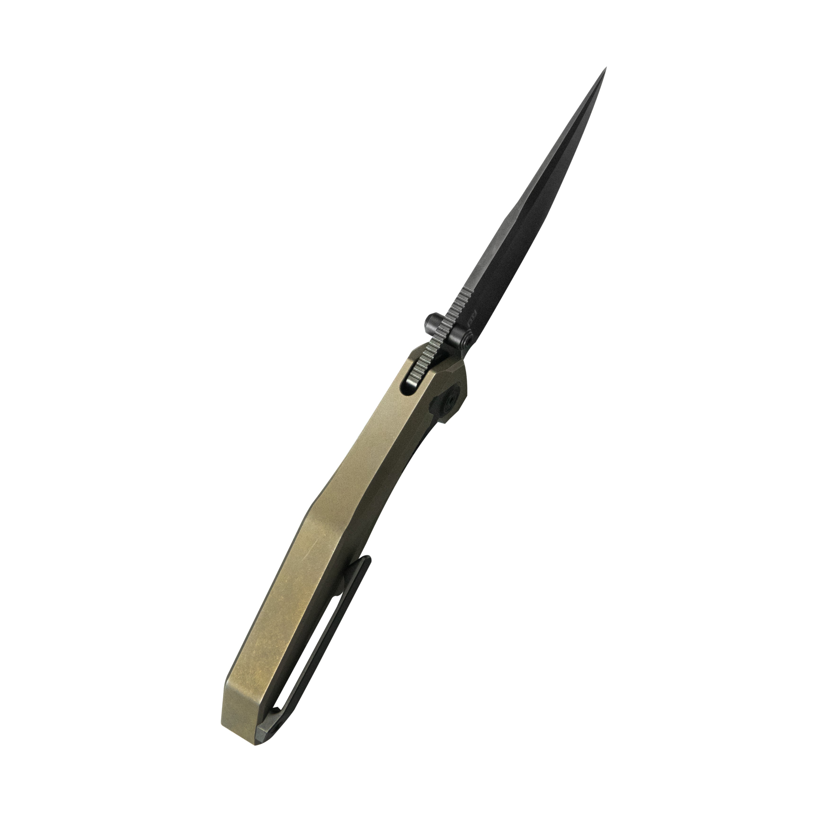 KB Eclipse Folding Knife Bronze Integral Titanium Handle 3.31'' Regular DLC M390 Blade KB417B