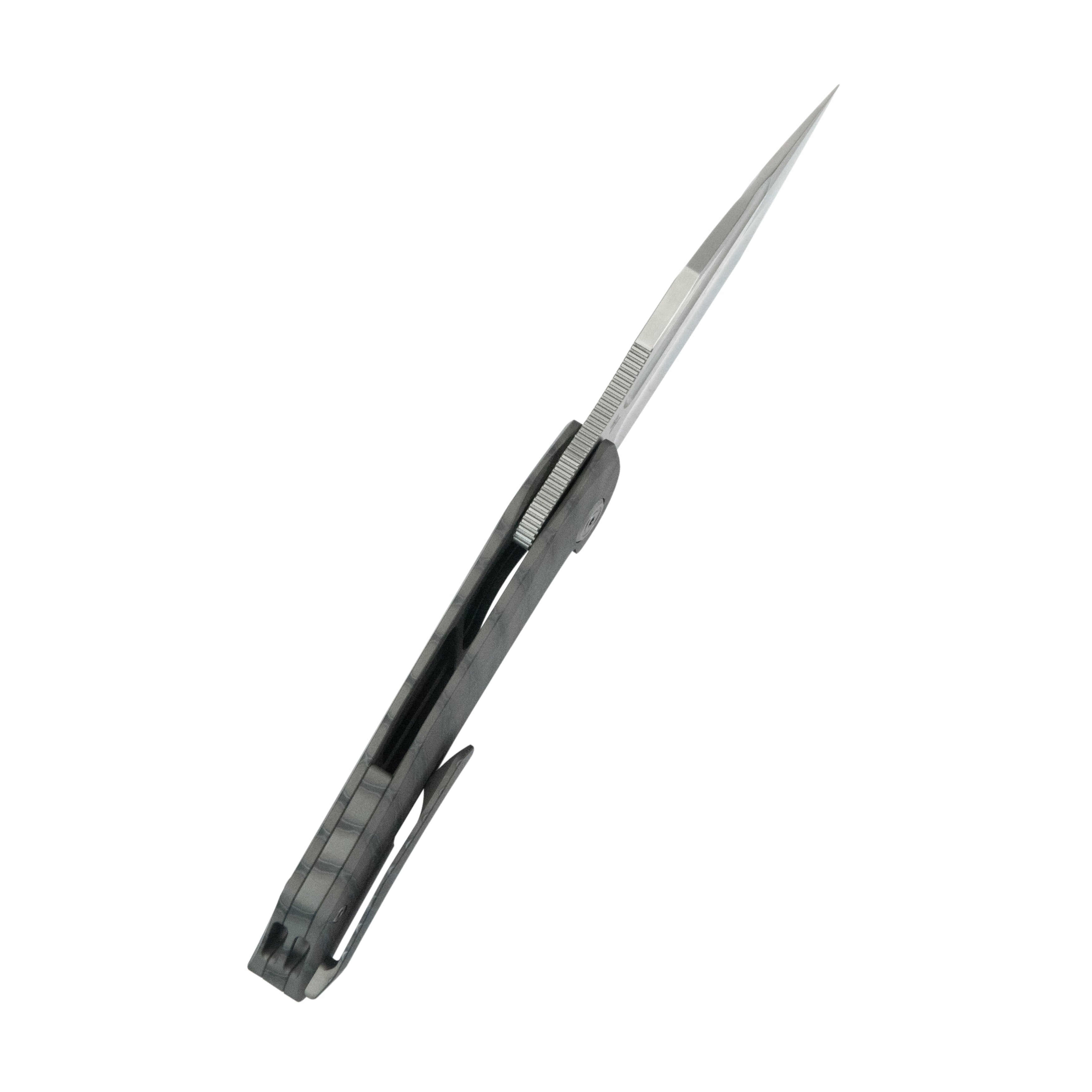 KB Navigator Tactical Folding Knife Flipper Flamed Contoured Ti Micro Milling 3.39" Tanto Satin M390 Blade KB458B
