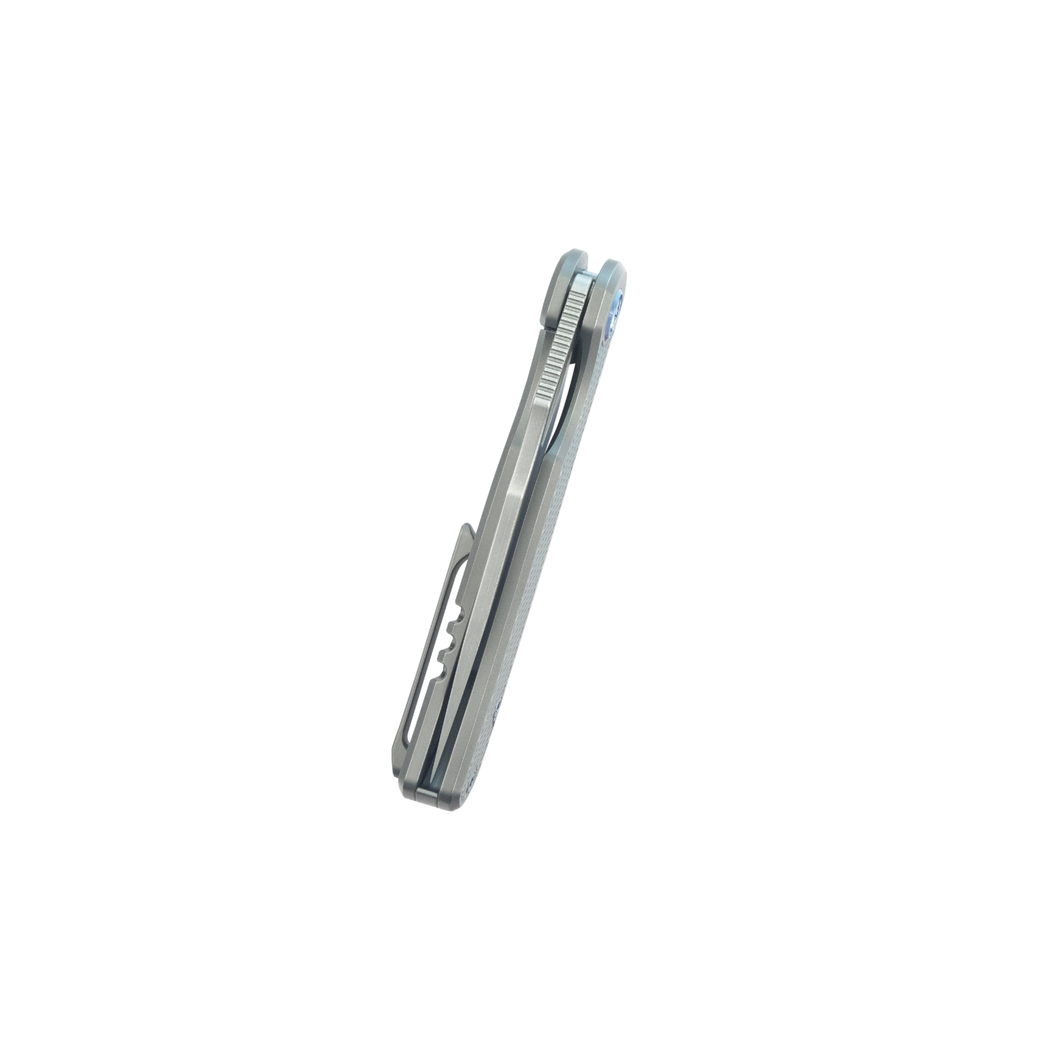 KB Hydro Folding Knife Grey Titanium w/ Diamond Milling Handle 3.15" Stonewash M390 Blade KB323A