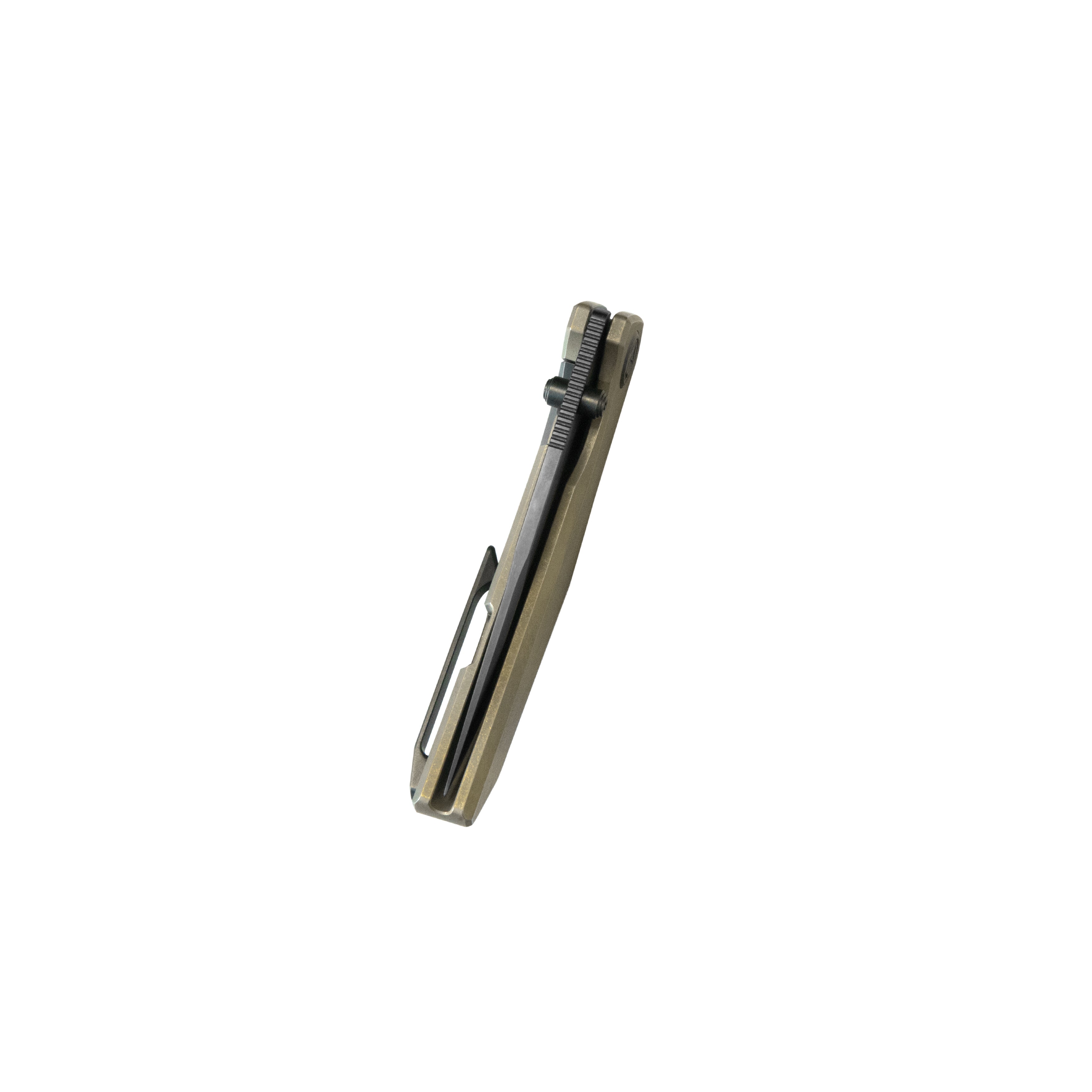 KB Eclipse Folding Knife Bronze Integral Titanium Handle 3.31'' Regular DLC M390 Blade KB417B