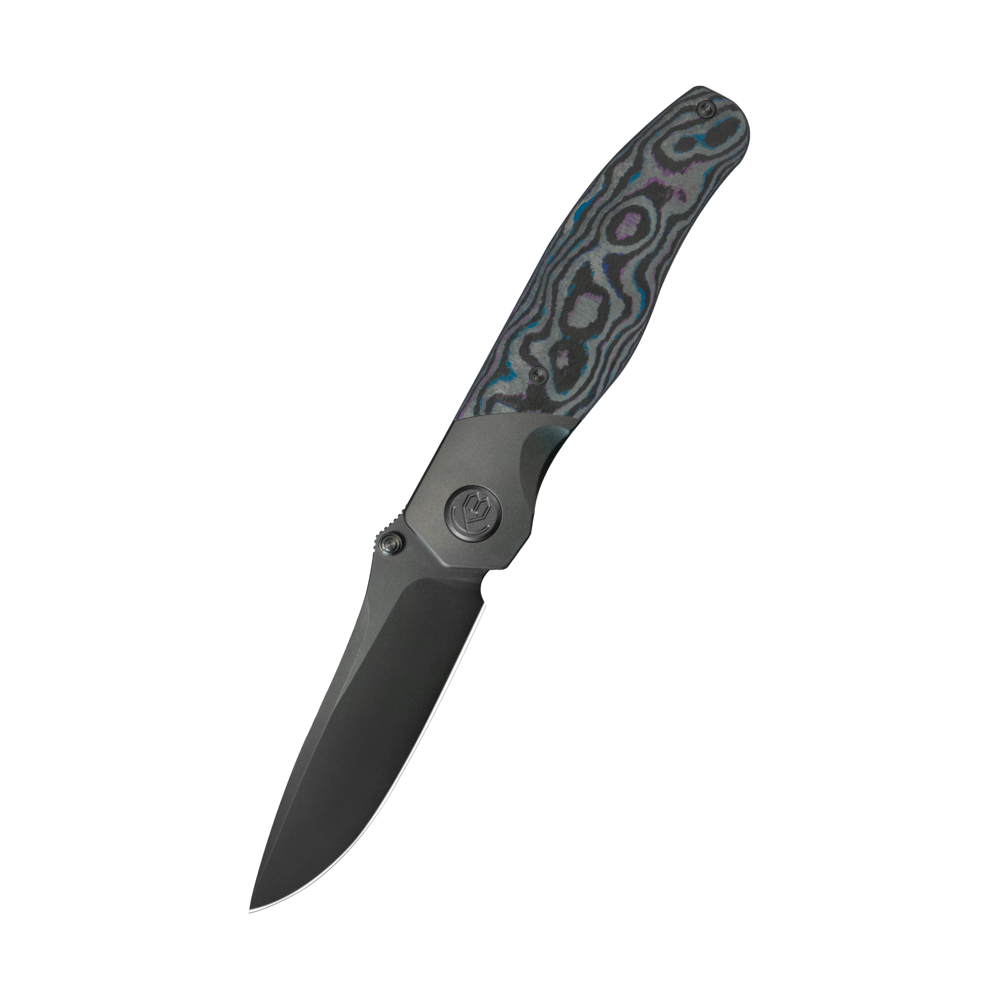 KB Velvet Snake Folding Knife Regular DLC Titanium Bolster & CF inlay Handle 3.35'' Regular DLC M390 Blade KB266D
