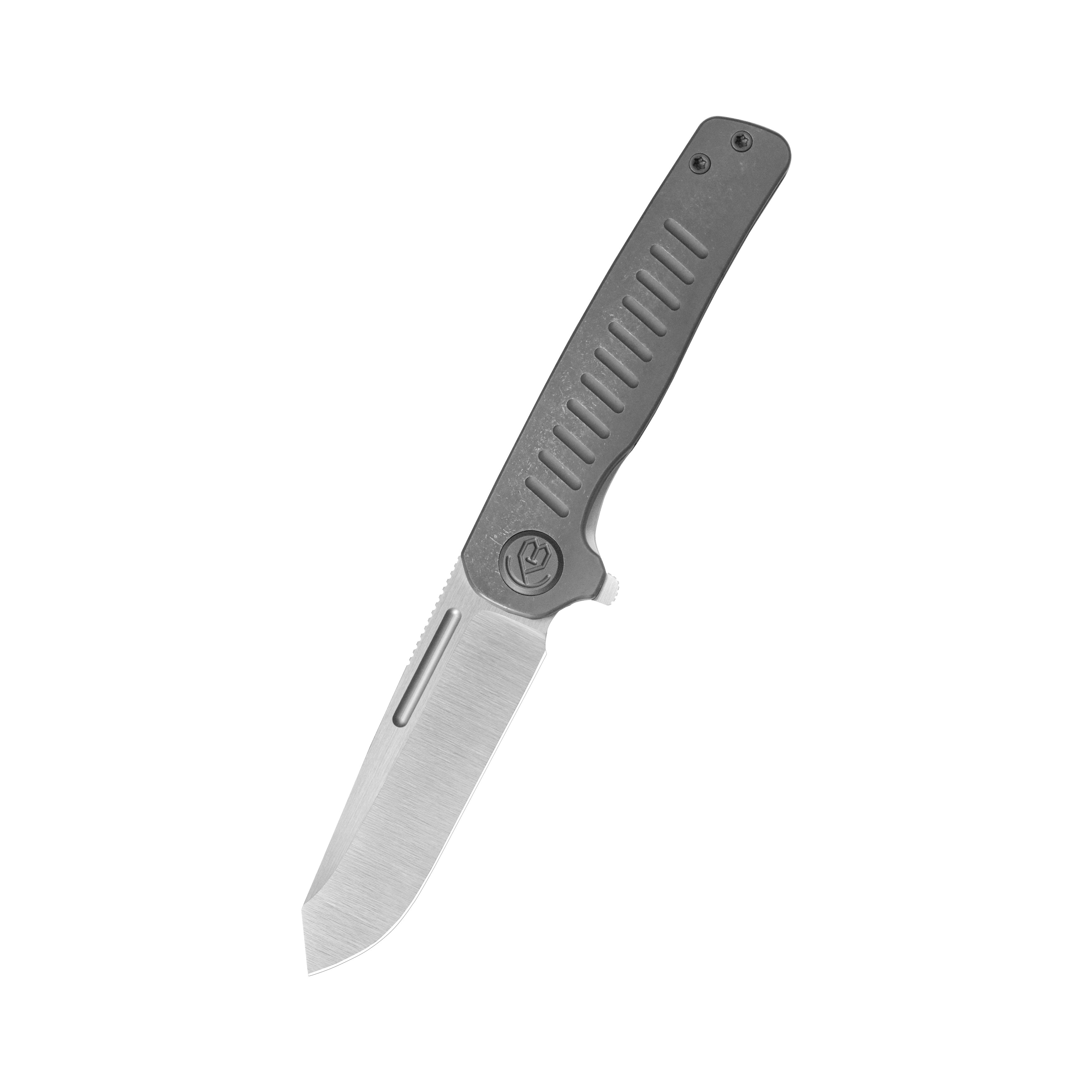 KB Steelhead Folding Knife Darkwash Titanium Handle 3.15" Belt Satin M390 Blade KB315B