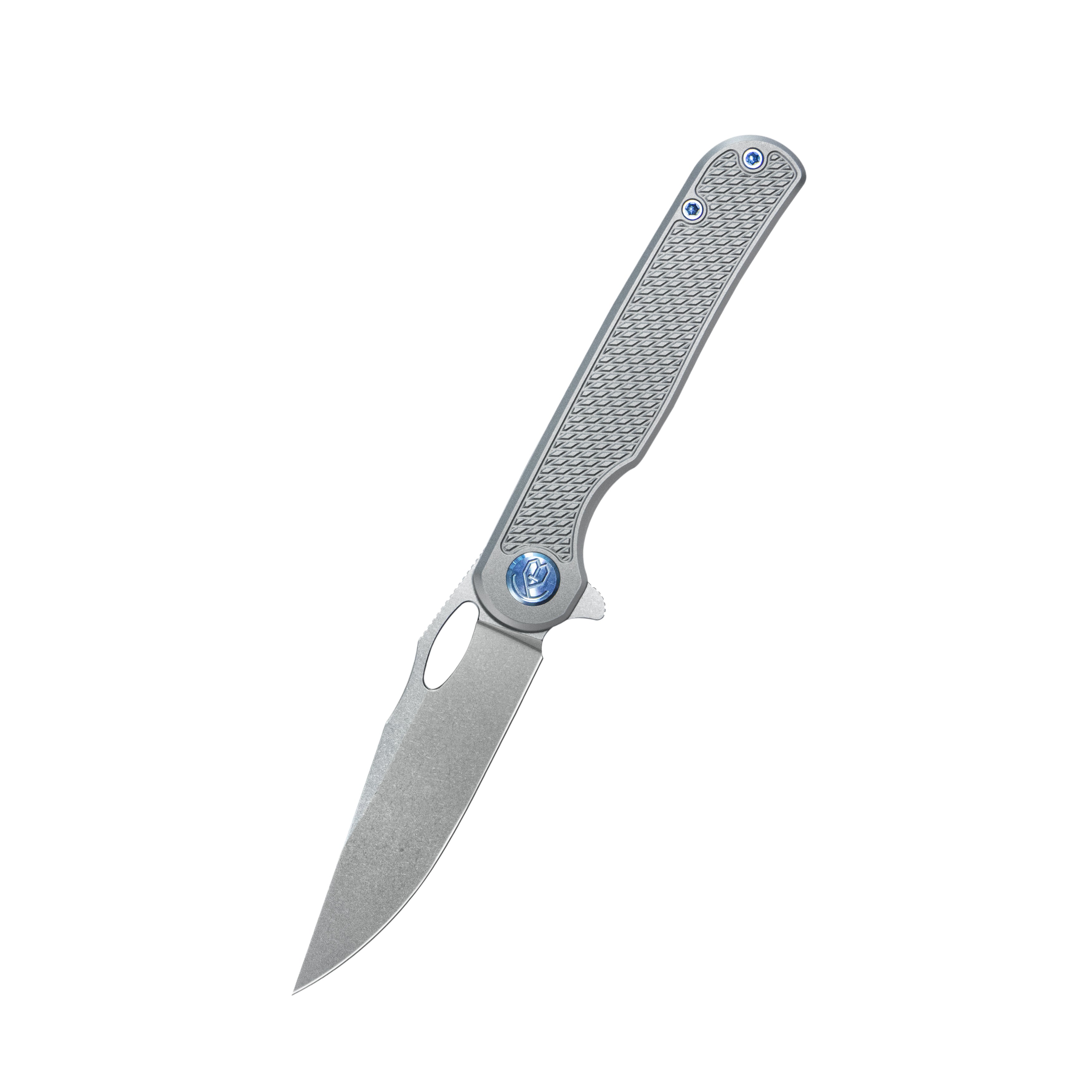 KB Hydro Folding Knife Grey Titanium w/ Diamond Milling Handle 3.15" Stonewash M390 Blade KB323A