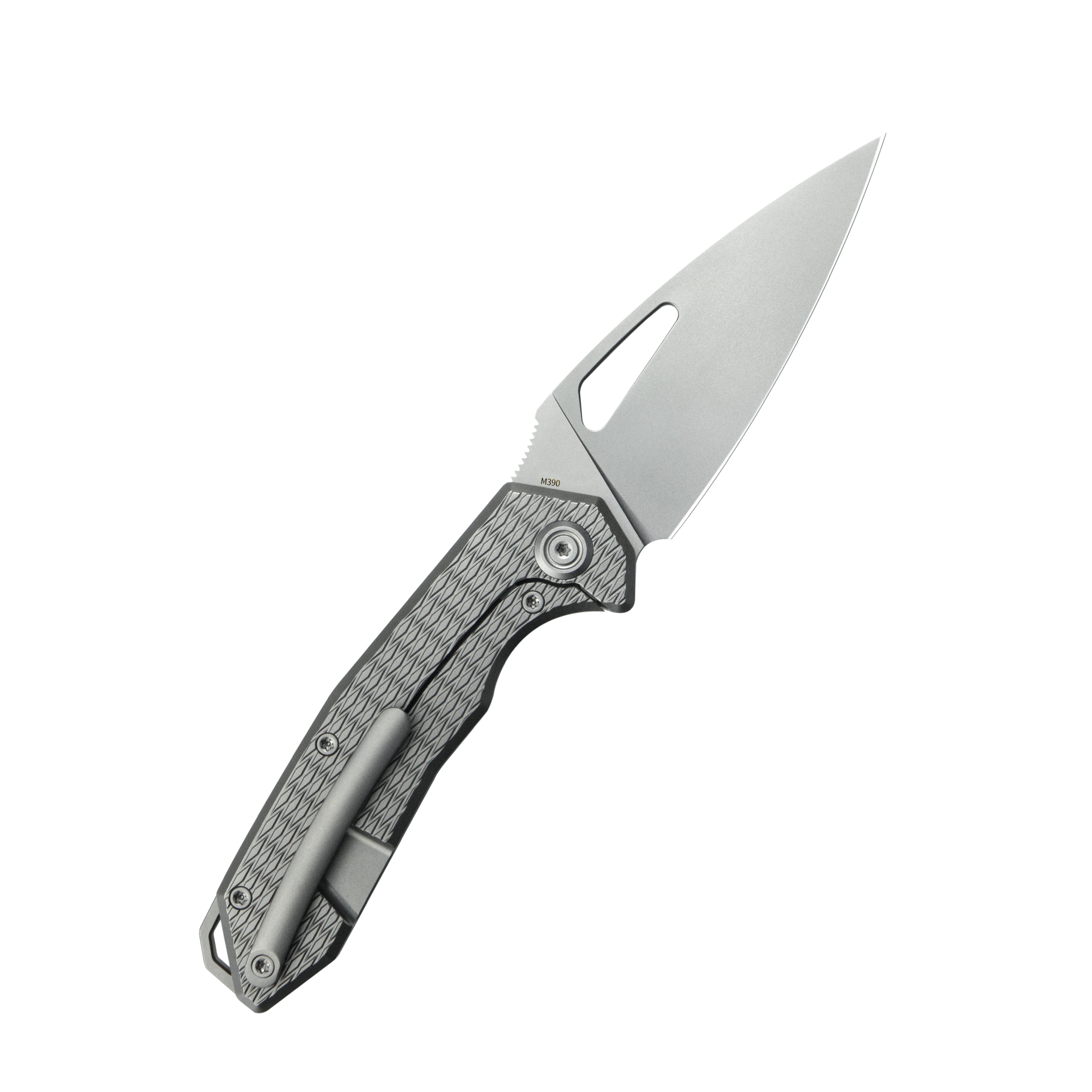 KB Coeus Outdoor Folding Knife Gray Titanium Handle 3.11" Beadblast M390 Blade KB286C