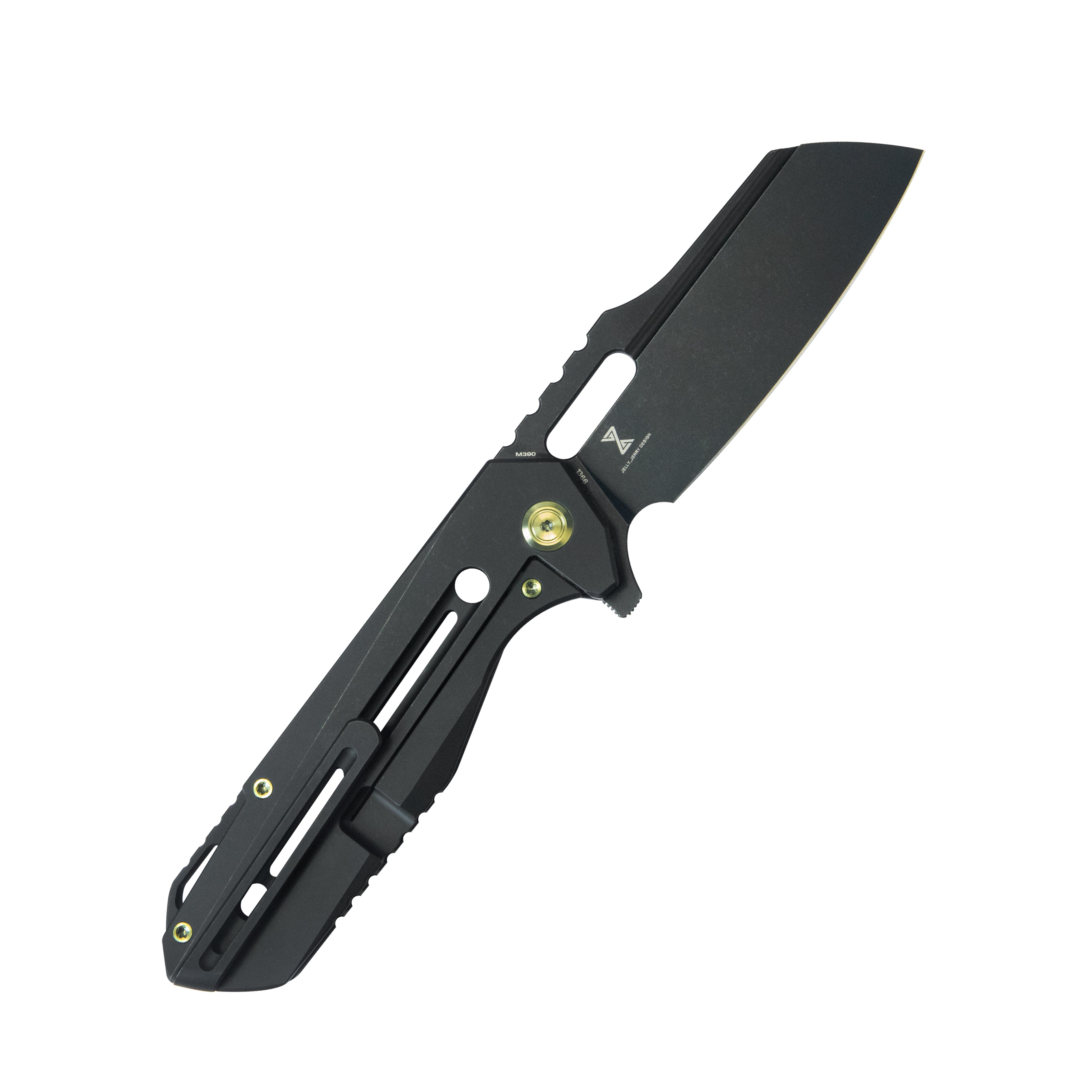 KB Atlas Folding Knife Black Titanium Handle 3.74" Blackwash M390 Blade KB290F