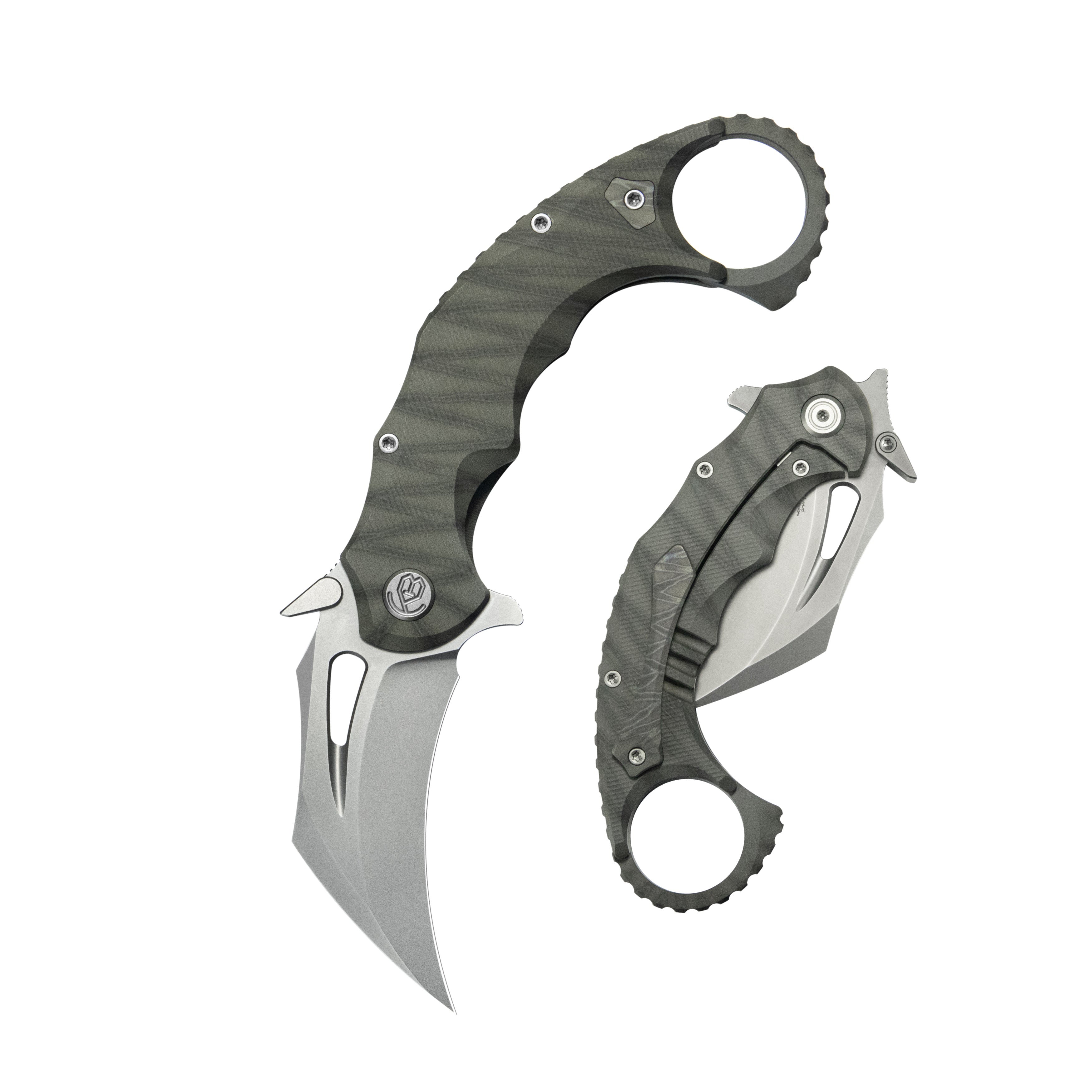 KB Wrath Frame Lock Karambit Ti Handle w/ Diagonal Milling 2.52'' Beadblast M390 KB271B