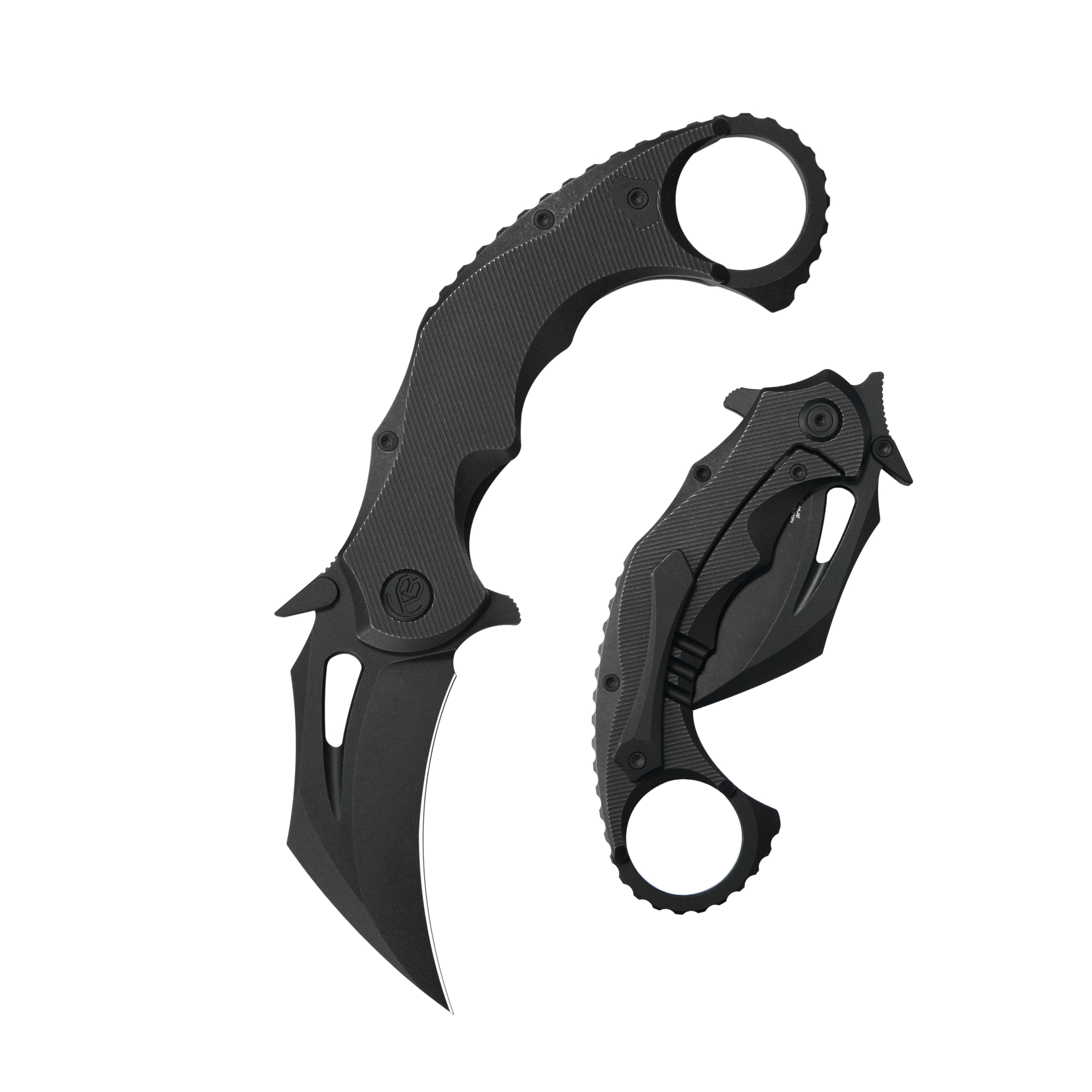 KB Wrath Frame Lock Karambit Ti Handle w/ Diagonal Milling 2.52'' Blackwash M390 KB271C
