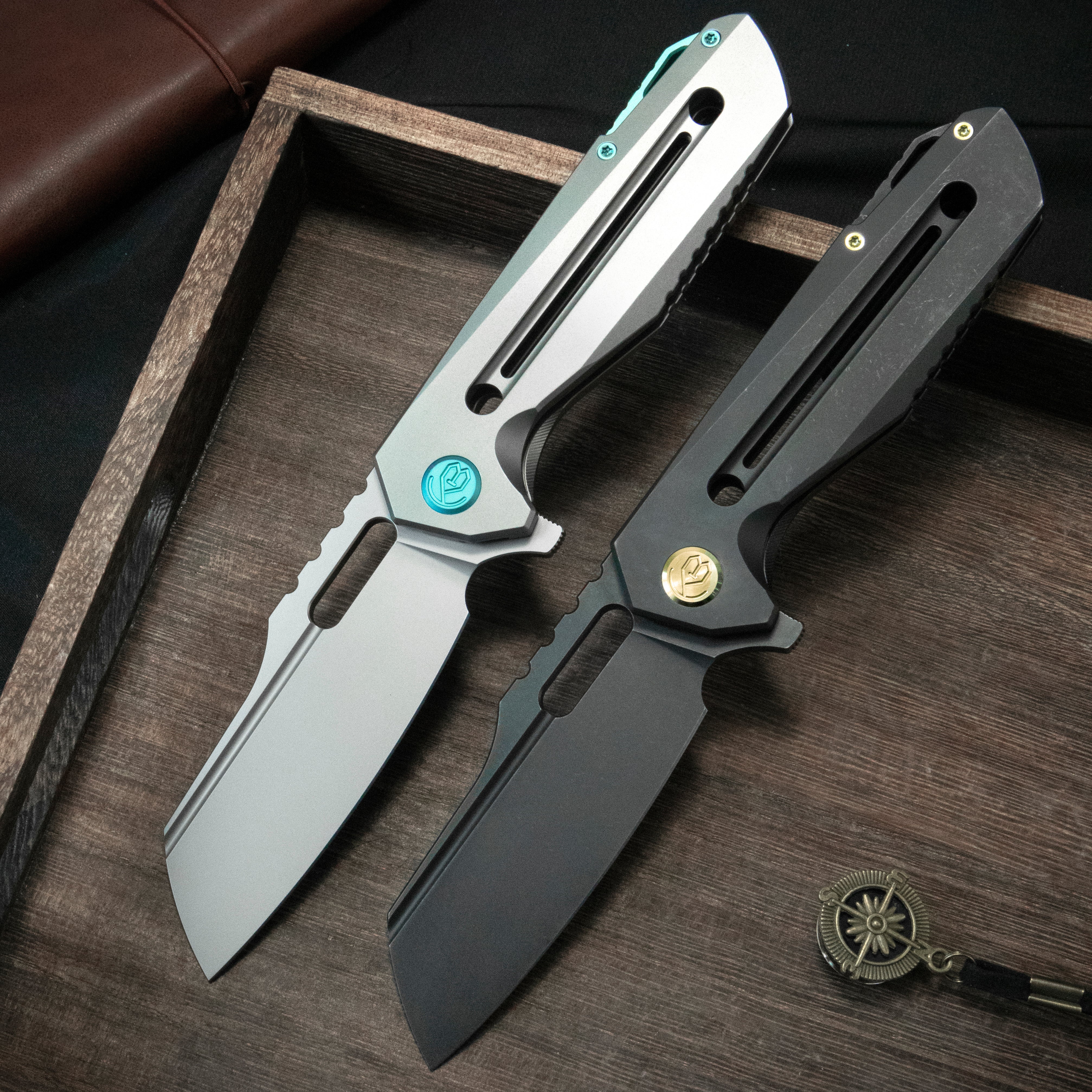 KB Atlas Folding Knife Gray Titanium Handle 3.74" Beadblast M390 Blade KB290E