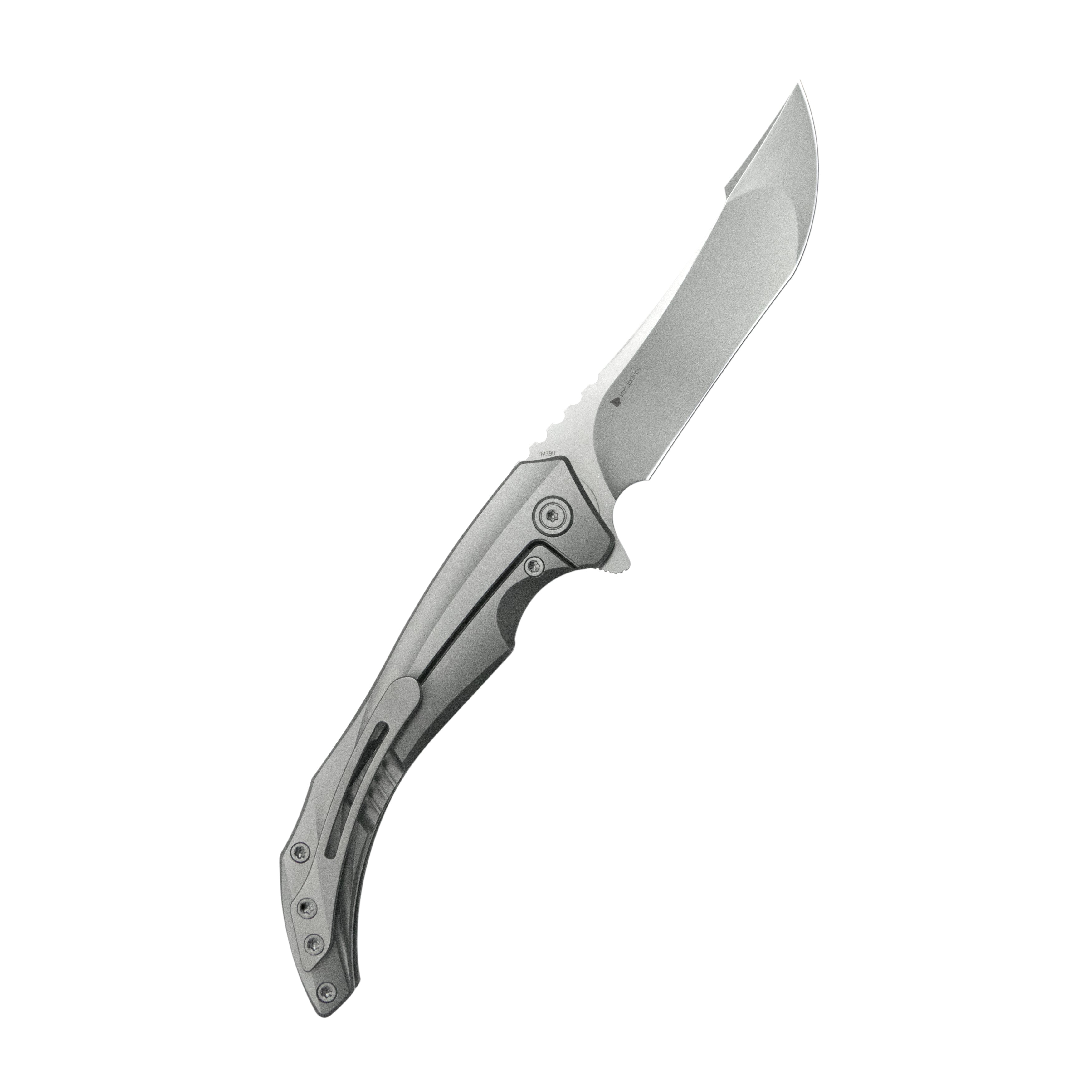 KB Cyrus Folding Knife Grey Titanium Handle 3.46'' Beadblast M390 Blade KB387A