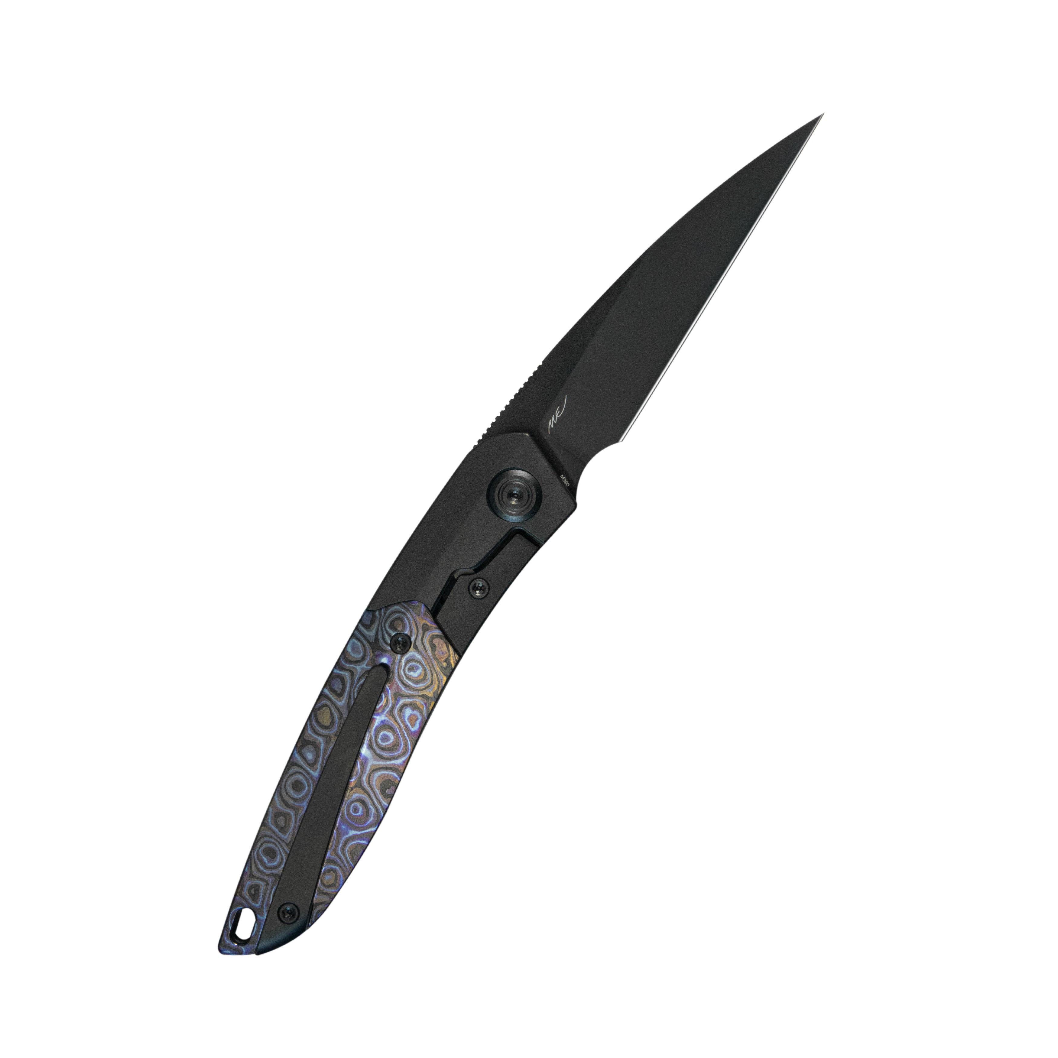KB Spike Folding Knife Regular DLC Titanium with Zircuti Inlay 3.11'' Regular DLC M390 Blade KB406C