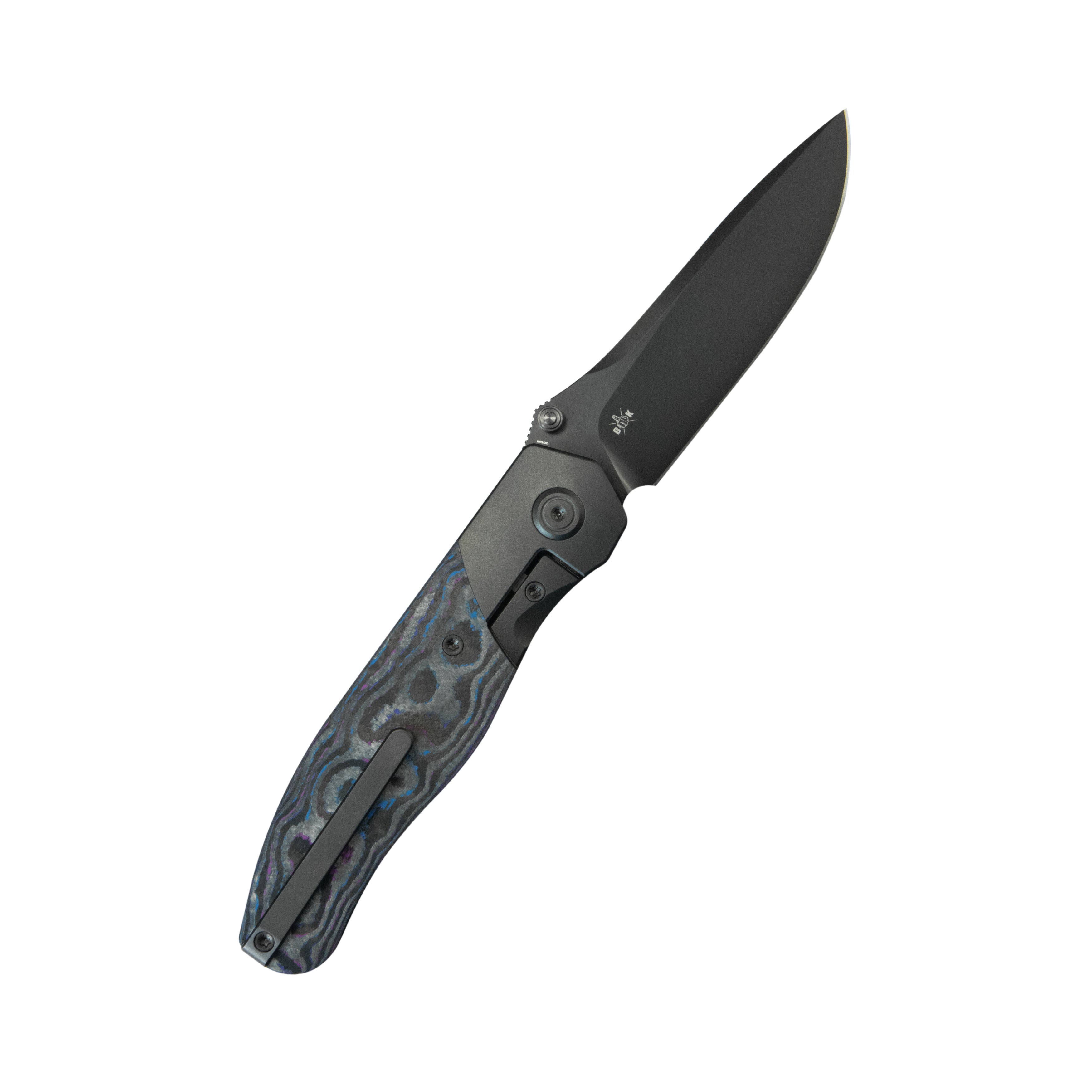 KB Velvet Snake Folding Knife Regular DLC Titanium Bolster & CF inlay Handle 3.35'' Regular DLC M390 Blade KB266D