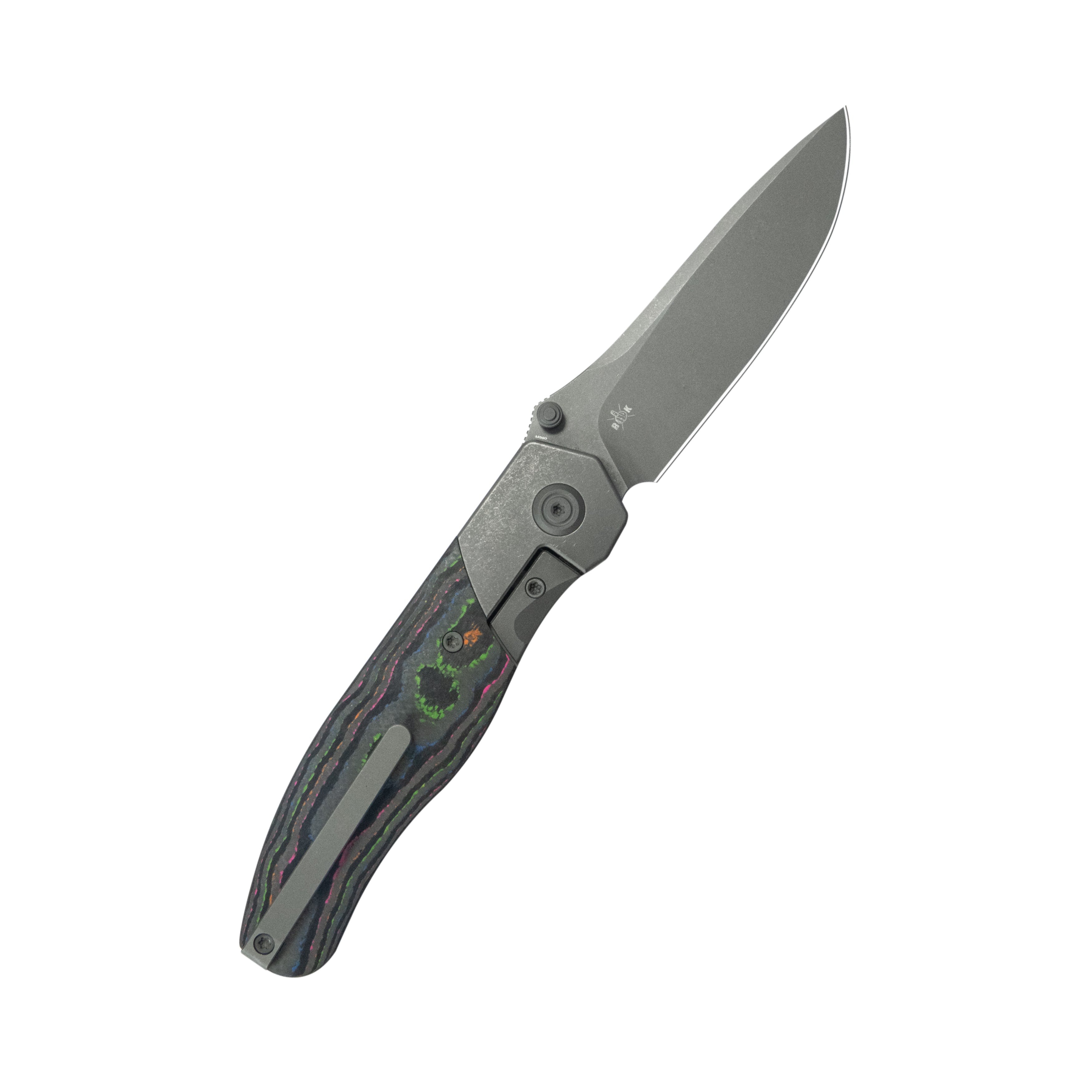 KB Velvet Snake Folding Knife Darkwash Titanium with 80's Camo Carbon inlay Handle 3.35'' Darkwash M390 Blade KB266B