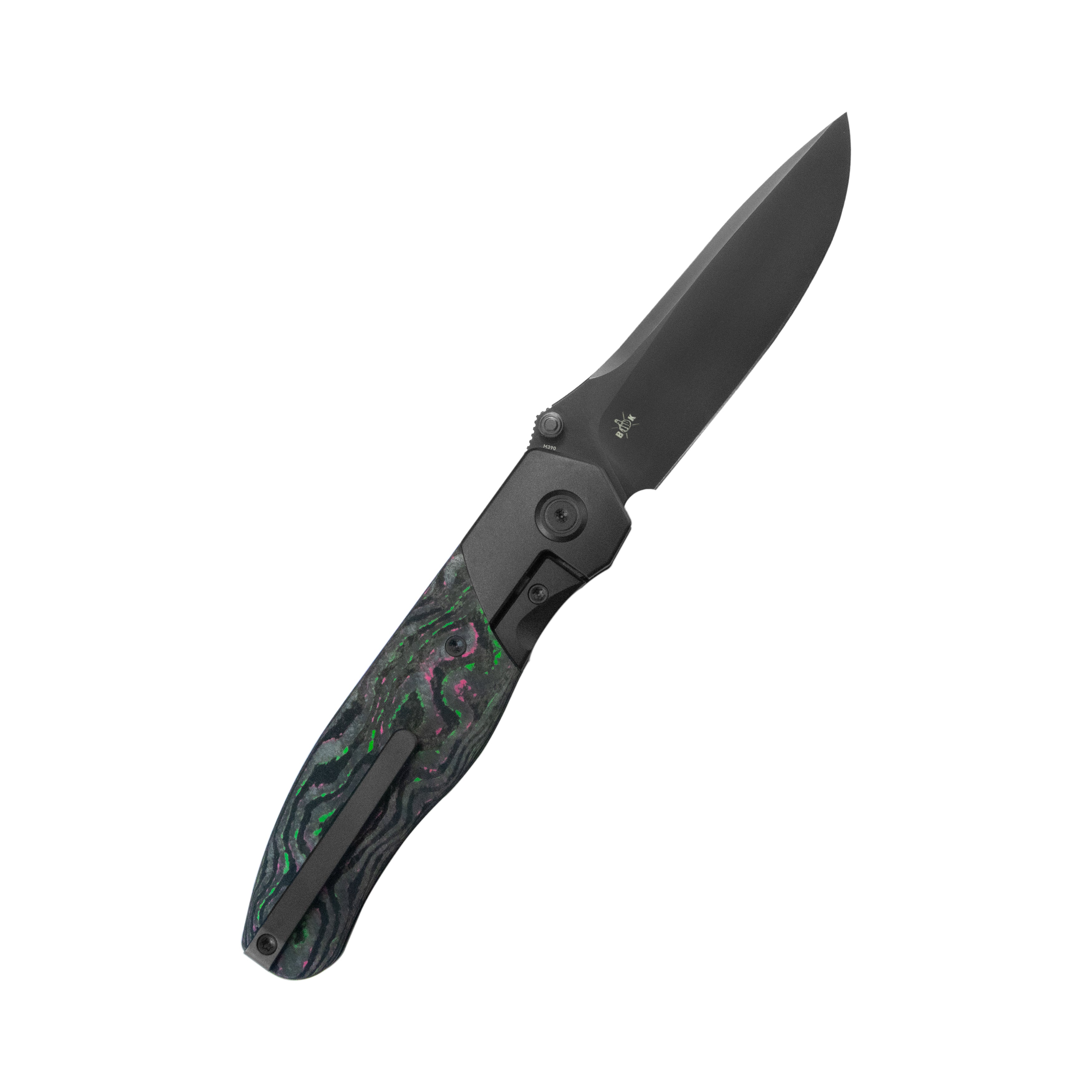 KB Velvet Snake Folding Knife Regular DLC Titanium Bolster & CF inlay Handle 3.35'' Regular DLC M390 Blade KB266C