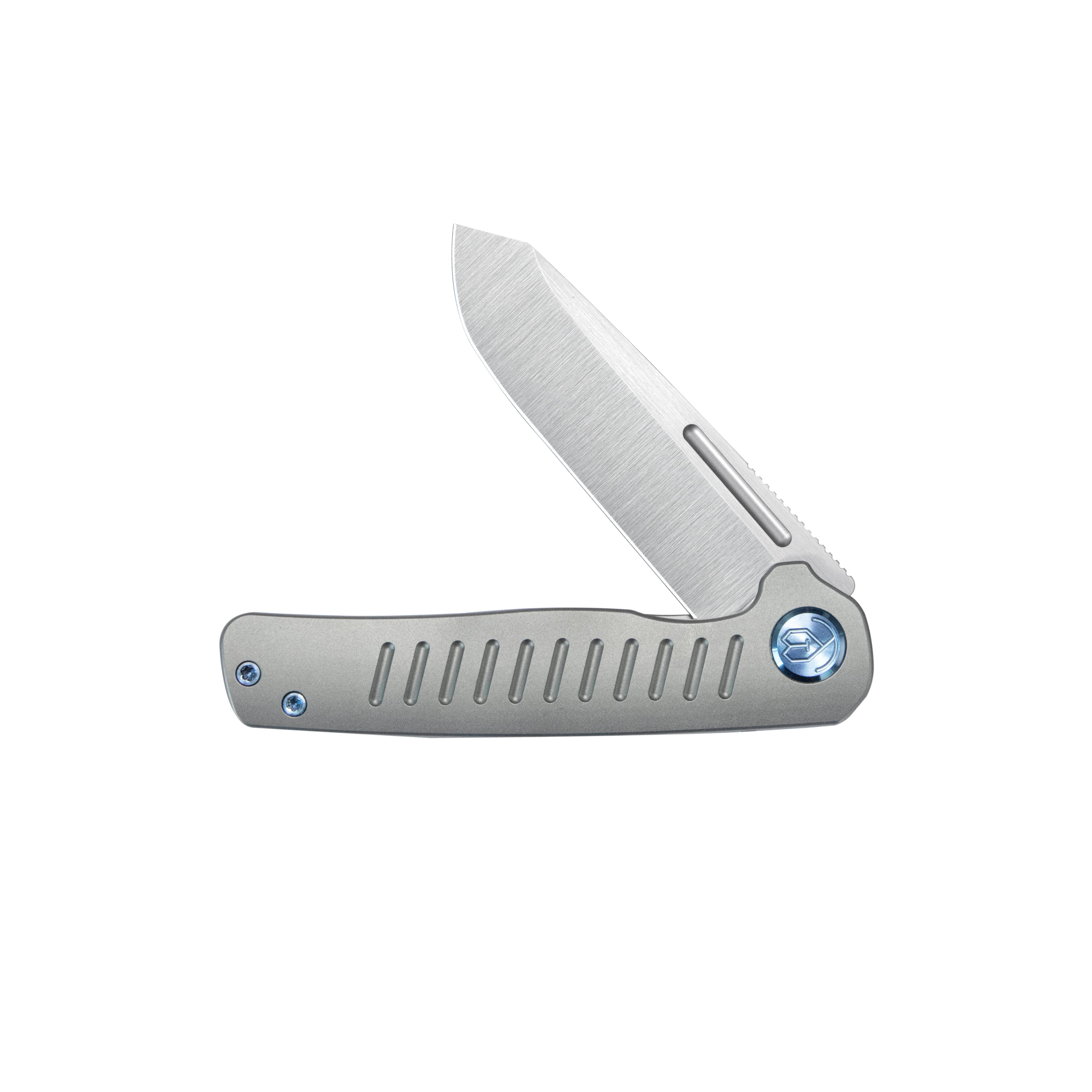 KB Steelhead Folding Knife Gray Titanium Handle 3.15" Belt Satin M390 Blade KB315A