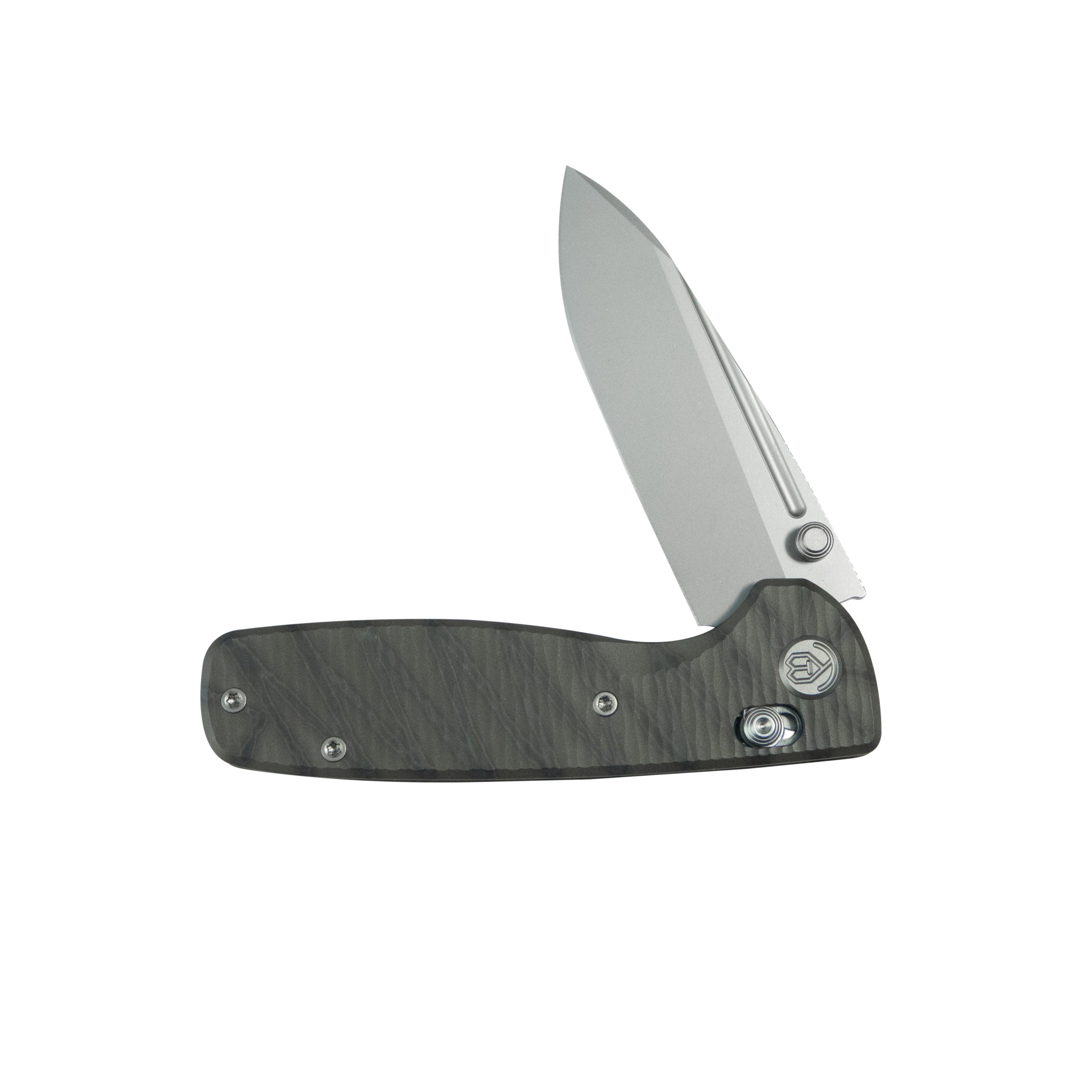 KB Bluff Crossbar Folding Knife Flame Titanium Handle 3.19" Beadblast M390 Blade KB383G