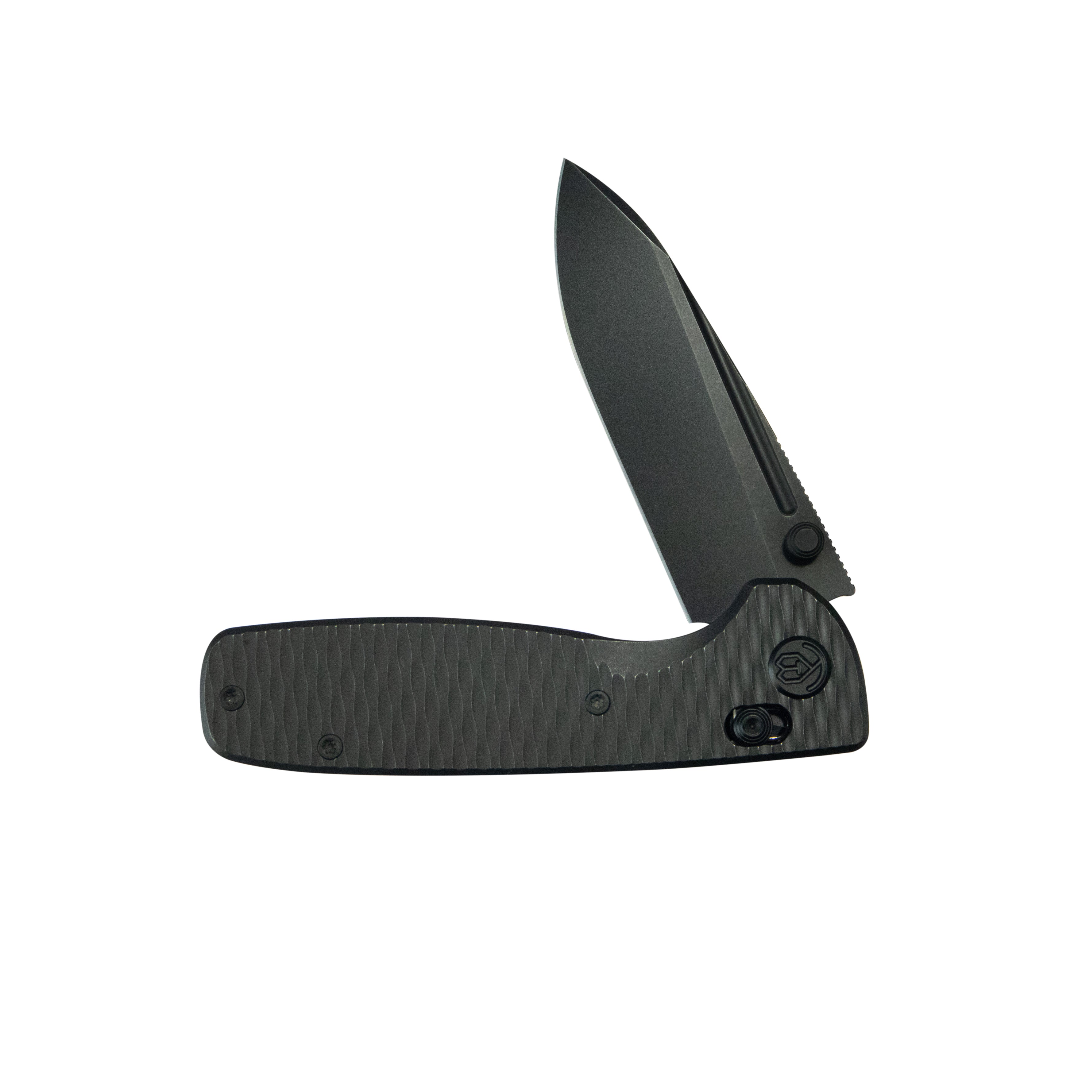 KB Bluff Crossbar Folding Knife Blackwash Titanium Handle 3.19" Blackwash M390 Blade KB383H