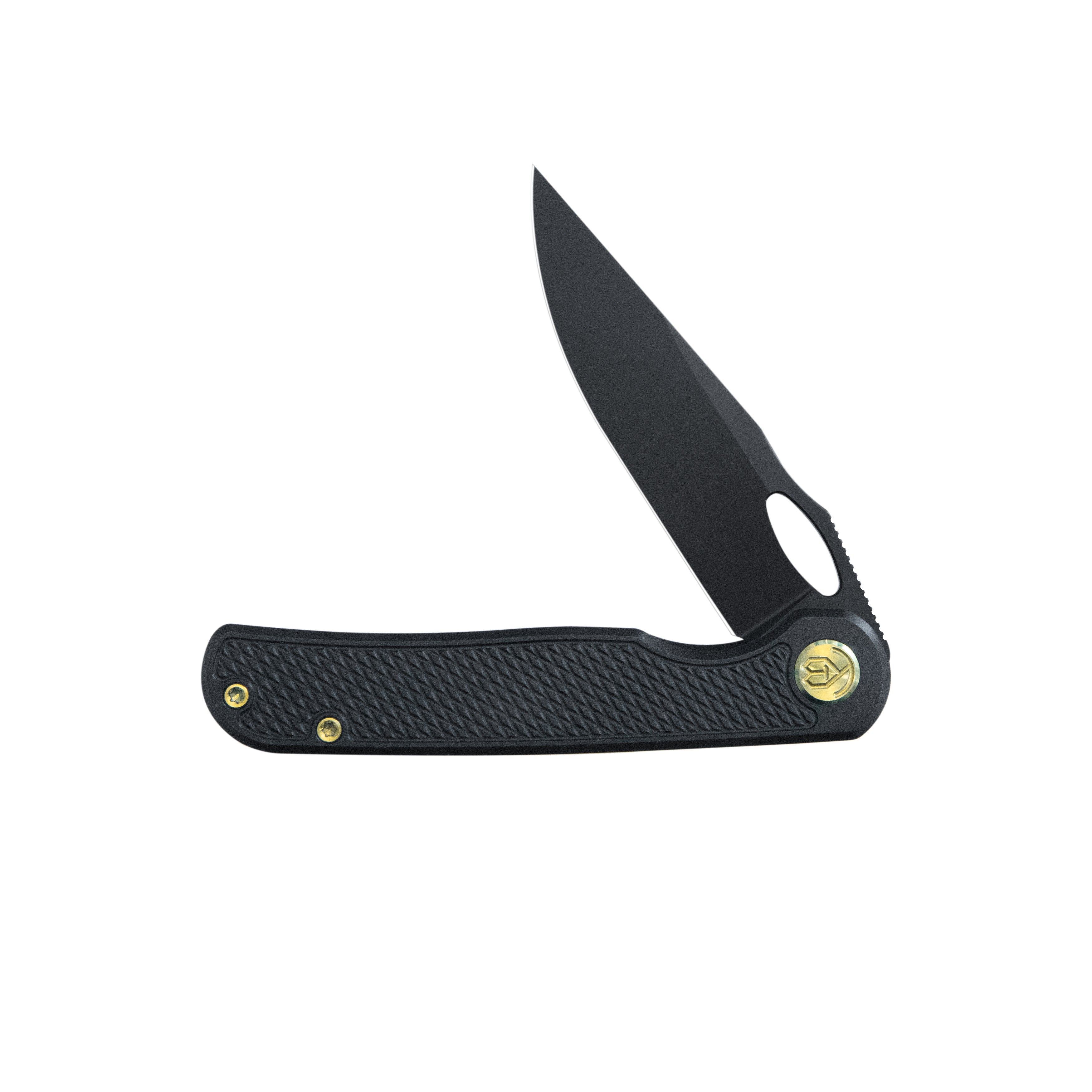 KB Hydro Folding Knife Black Titanium w/ Diamond Milling Handle 3.15" Regular DLC M390 Blade KB323B