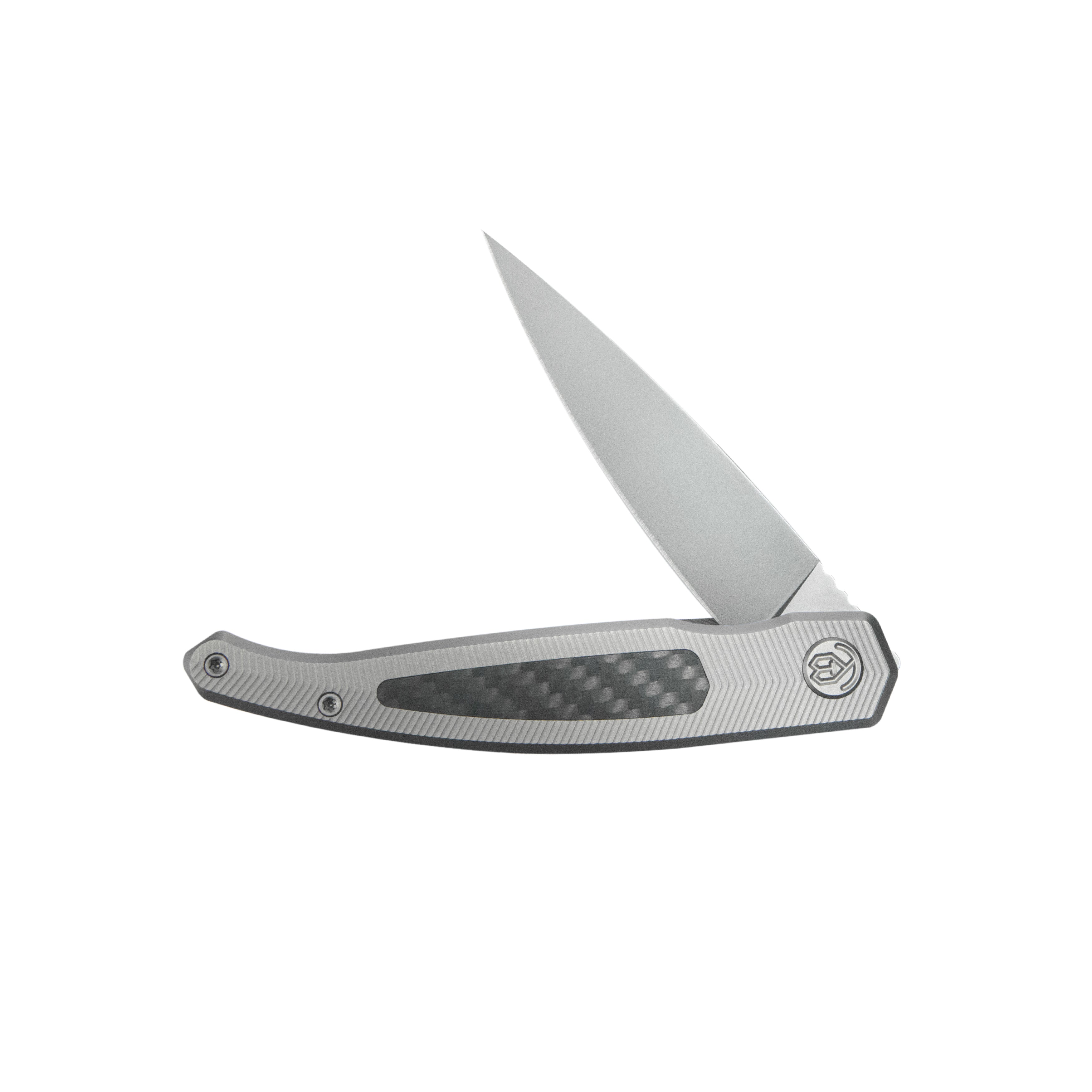 KB Mos Folding Knife Sandblasting Titanium Micro Milling with Wave CF inlay Handle 3.27'' Silver Bead Blasting M390 Blade KB456A