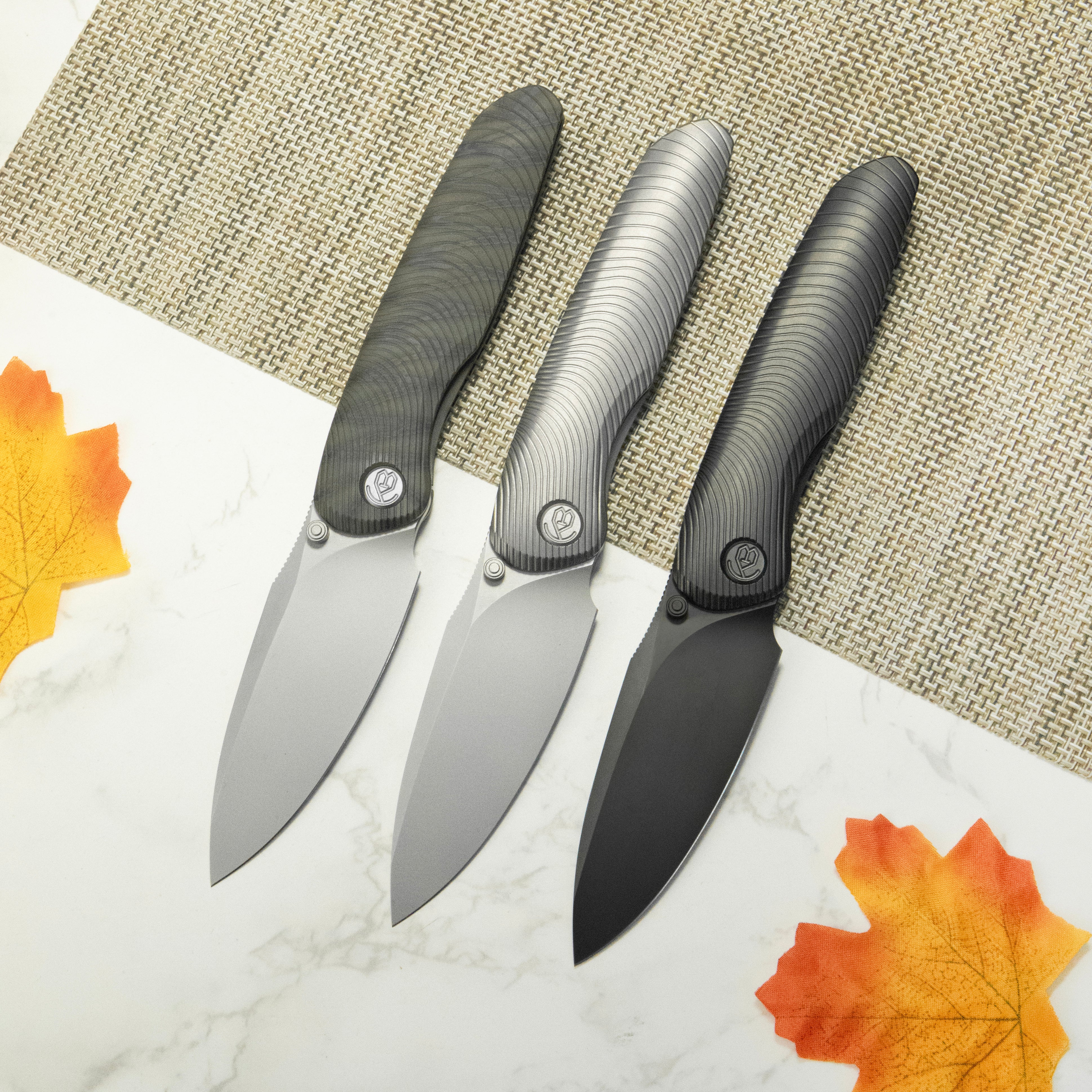KB Pioneer Folding Knife Flame Titanium w/ Wave Milling Handle 3.35'' Beadblast 20CV Blade KB379B