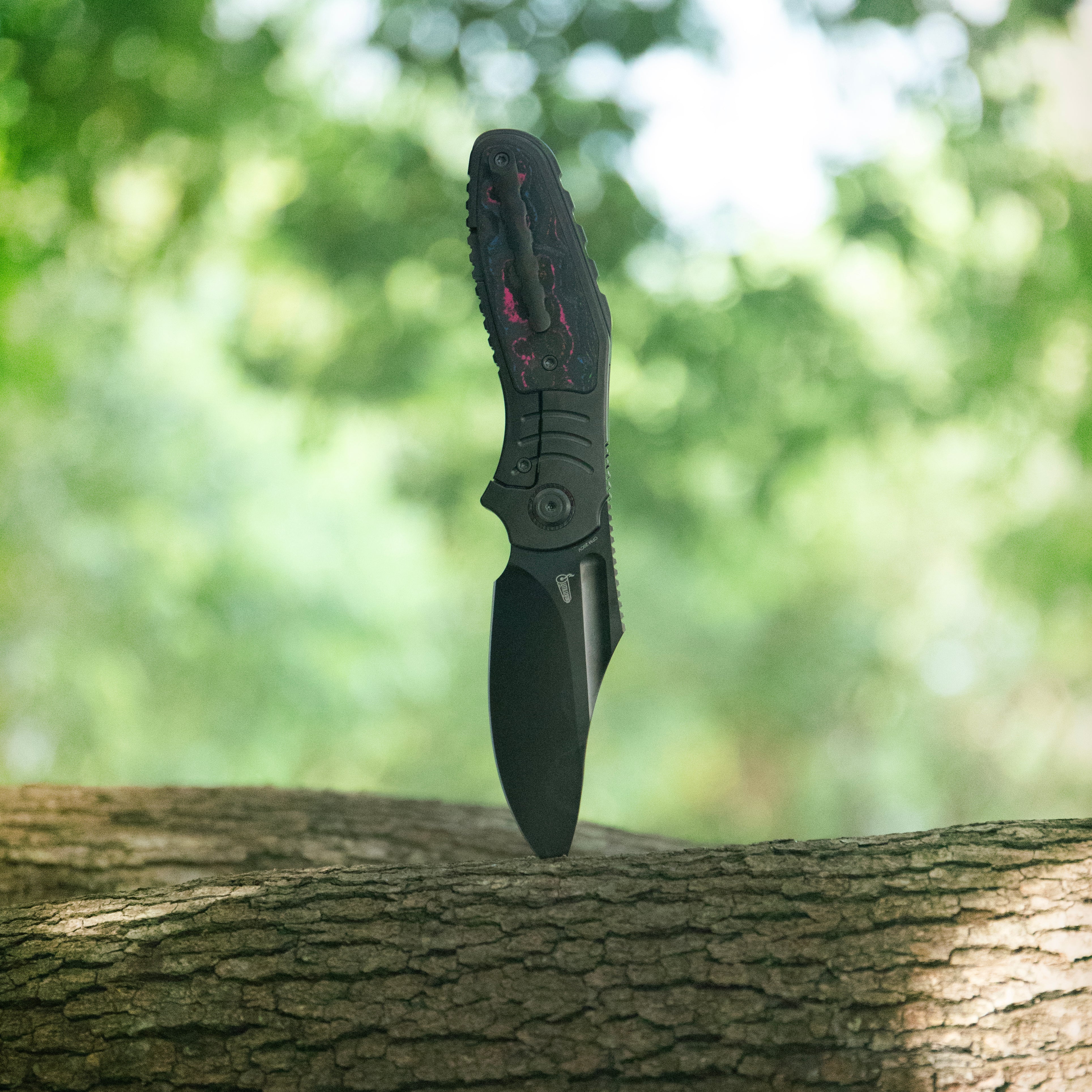 KB Stroller Folding Knife Regular DLC Titanium/CF Inlays Handle 3.35" Regular DLC CPM 20CV Blade KB384D