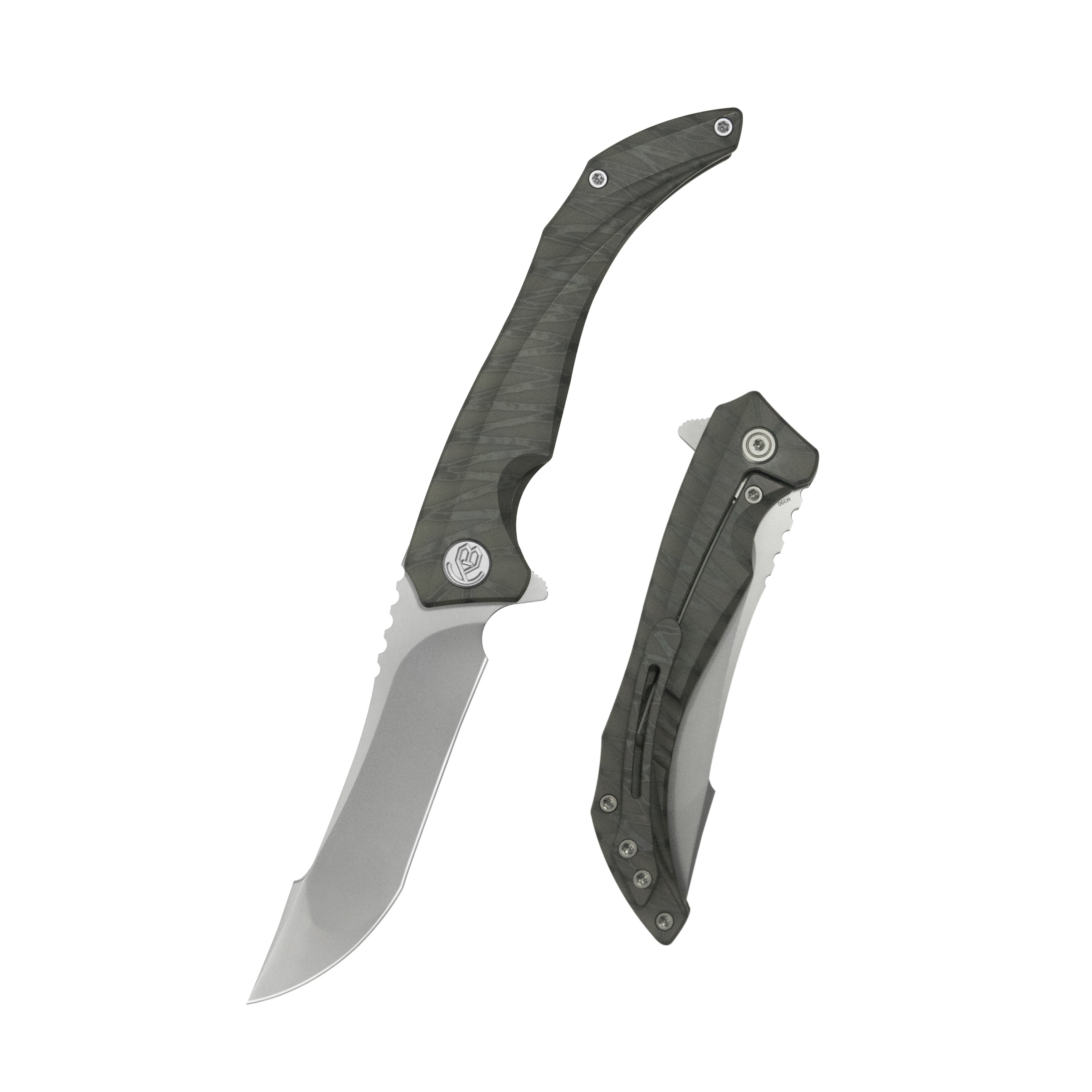 KB Cyrus Folding Knife Flame Ano Titanium Handle 3.46'' Beadblast M390 Blade KB387B